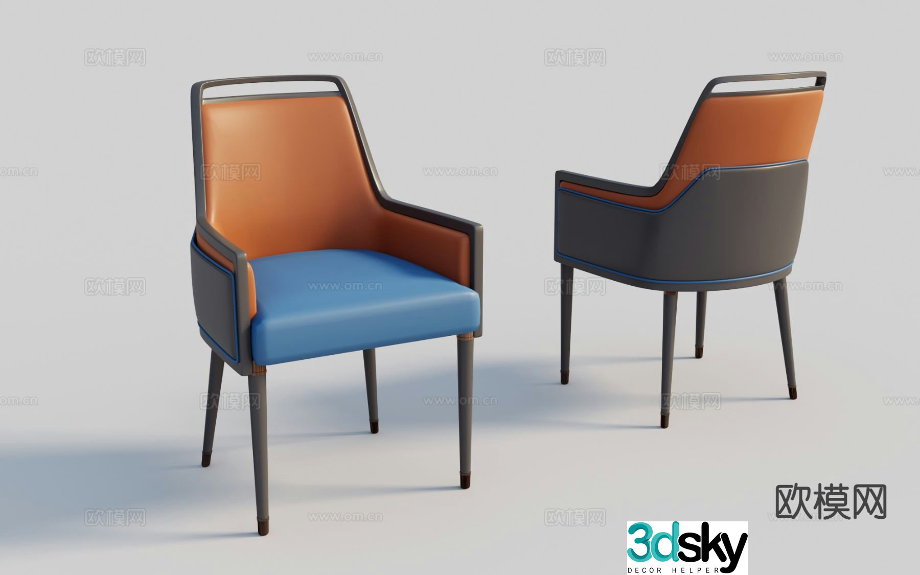 Italian style chair single chair dining chair 3d model