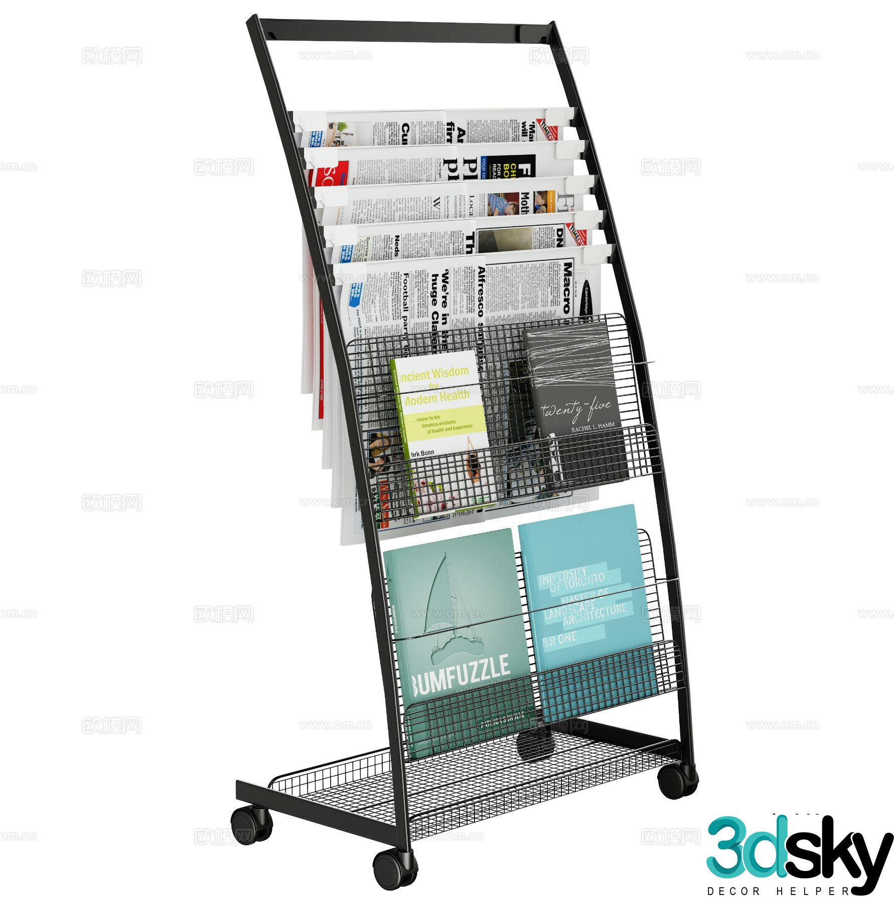 Modern newspaper magazine newspaper exhibition shelf magazine rack 3d model