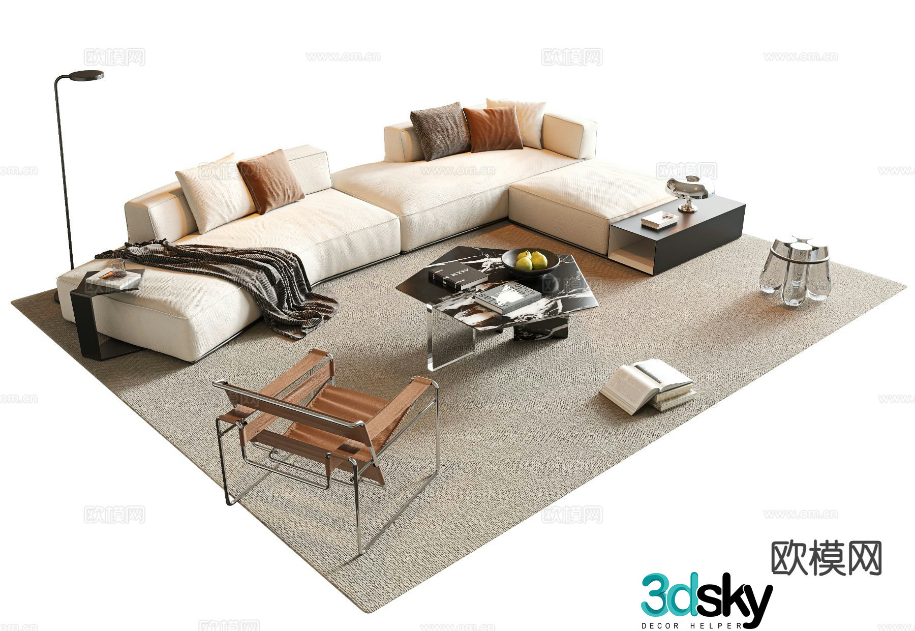 Modern corner sofa modular sofa 3d model