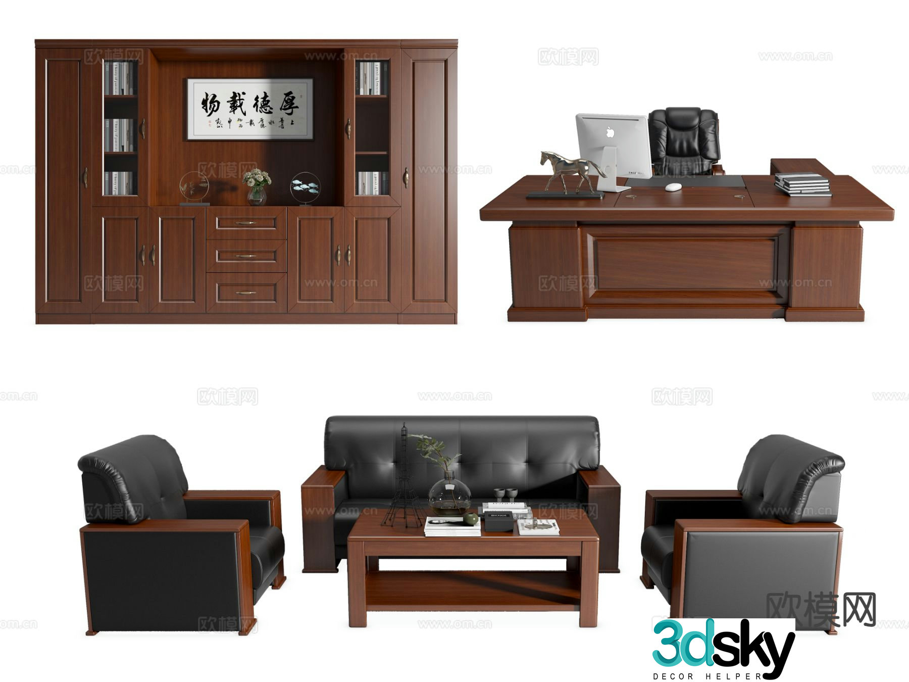 Modern executive desk and chair boss desk and chair 3d model