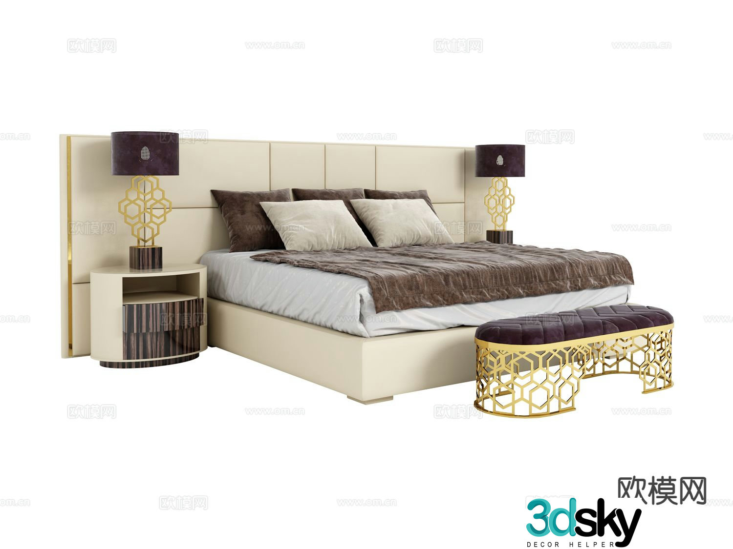 Longhi-Amy double bed 3d model