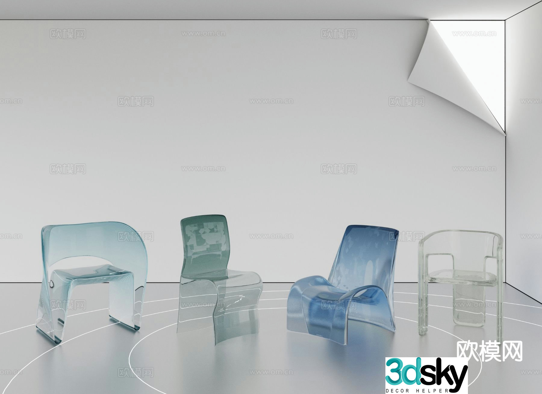 Modern creative transparent chair acrylic chair 3d model