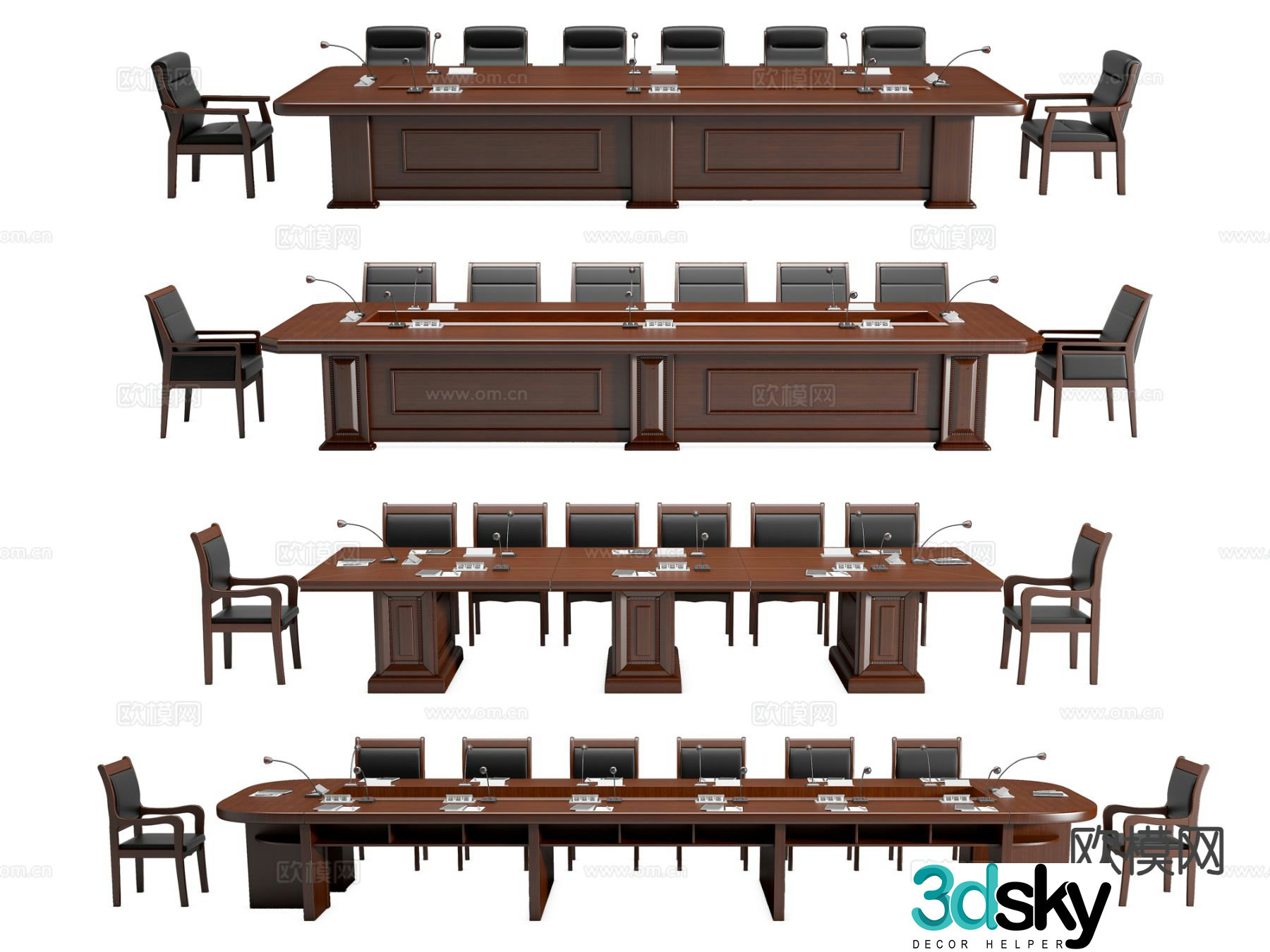 Modern conference tables and chairs chairman table and chairs 3d model