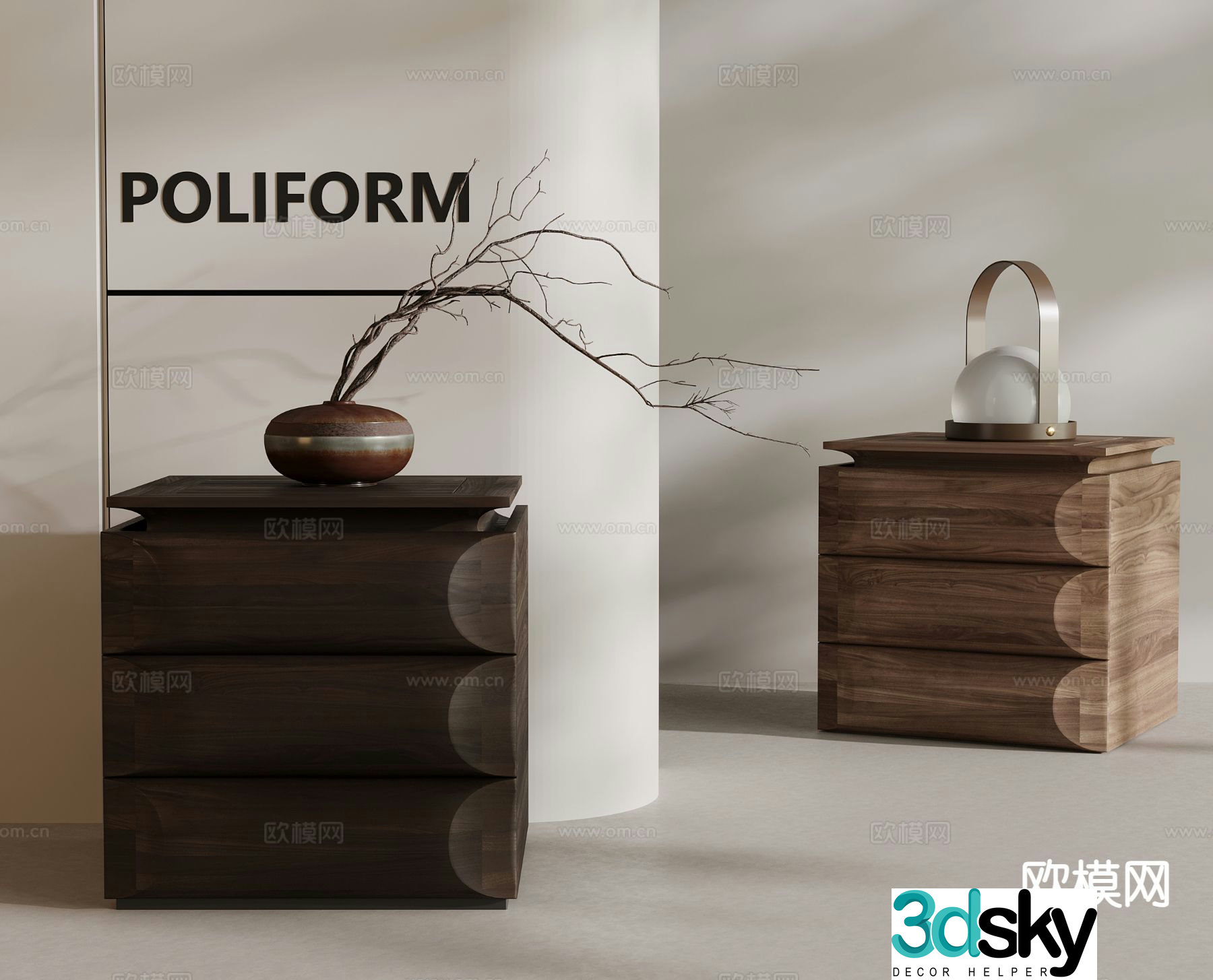Medieval style bedside table 3d model
