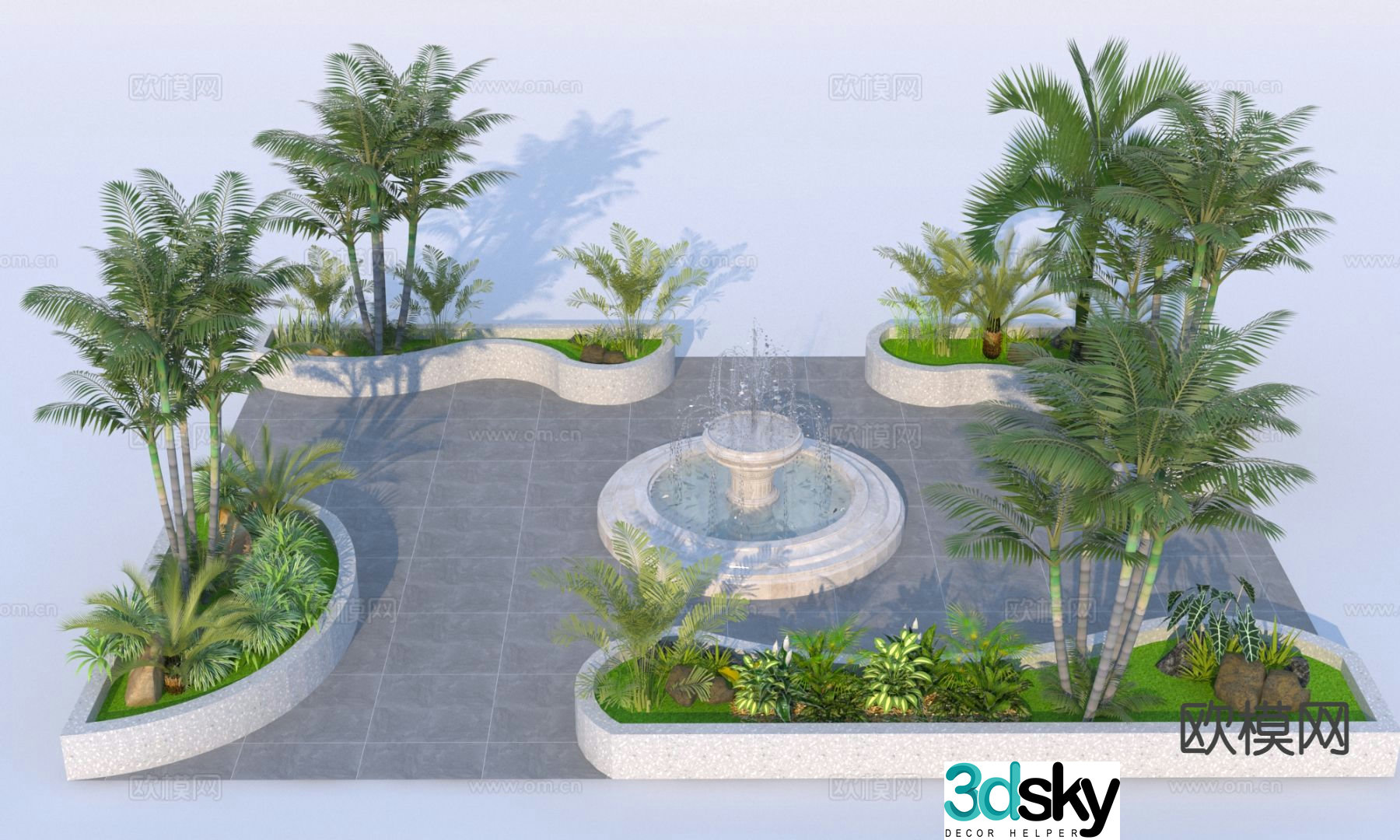 Modern park square landscape 3d model