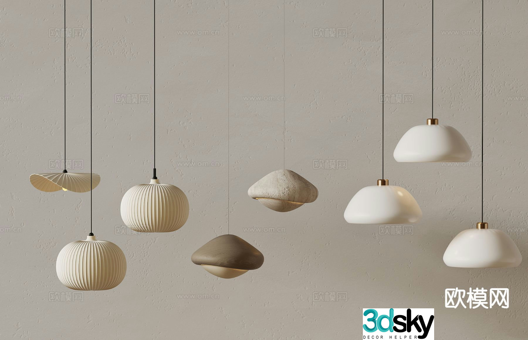Wabi-sabi style small chandelier mushroom chandelier 3d model