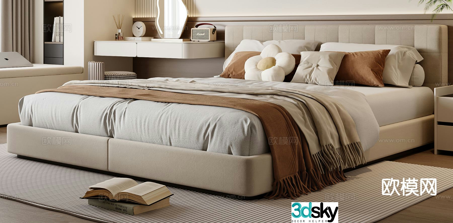 Modern double bed 3d model