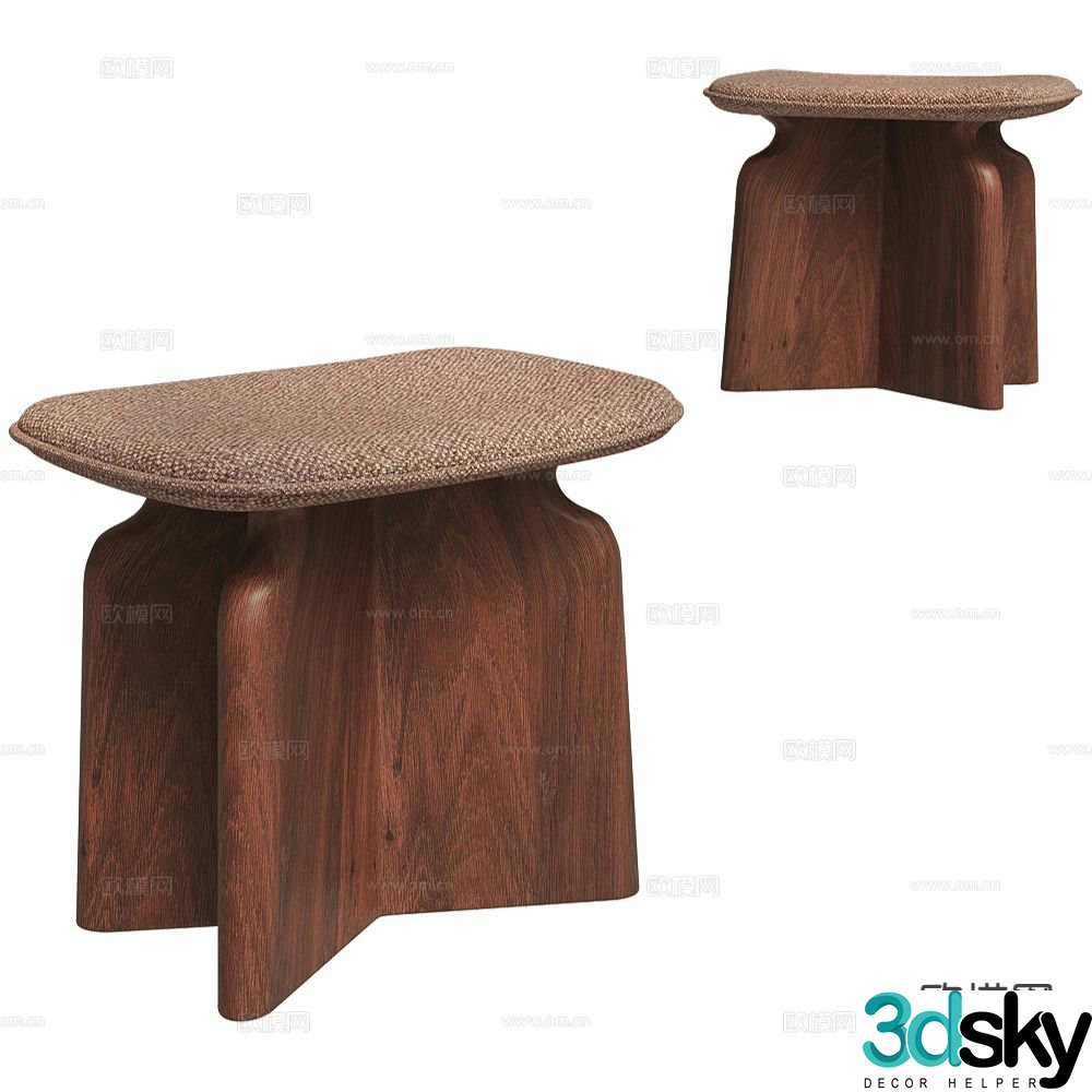 Porada stool low stool leisure stool 3d model