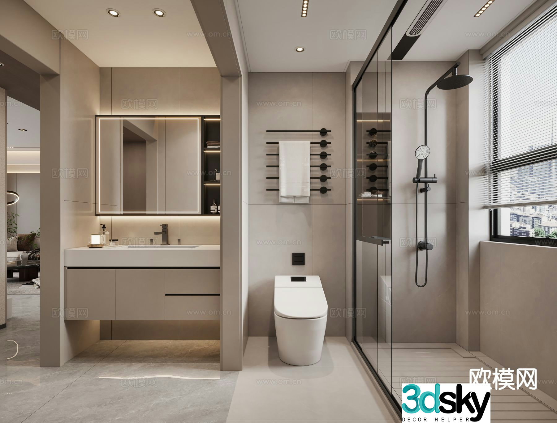 Modern bathroom bathroom toilet 3d model