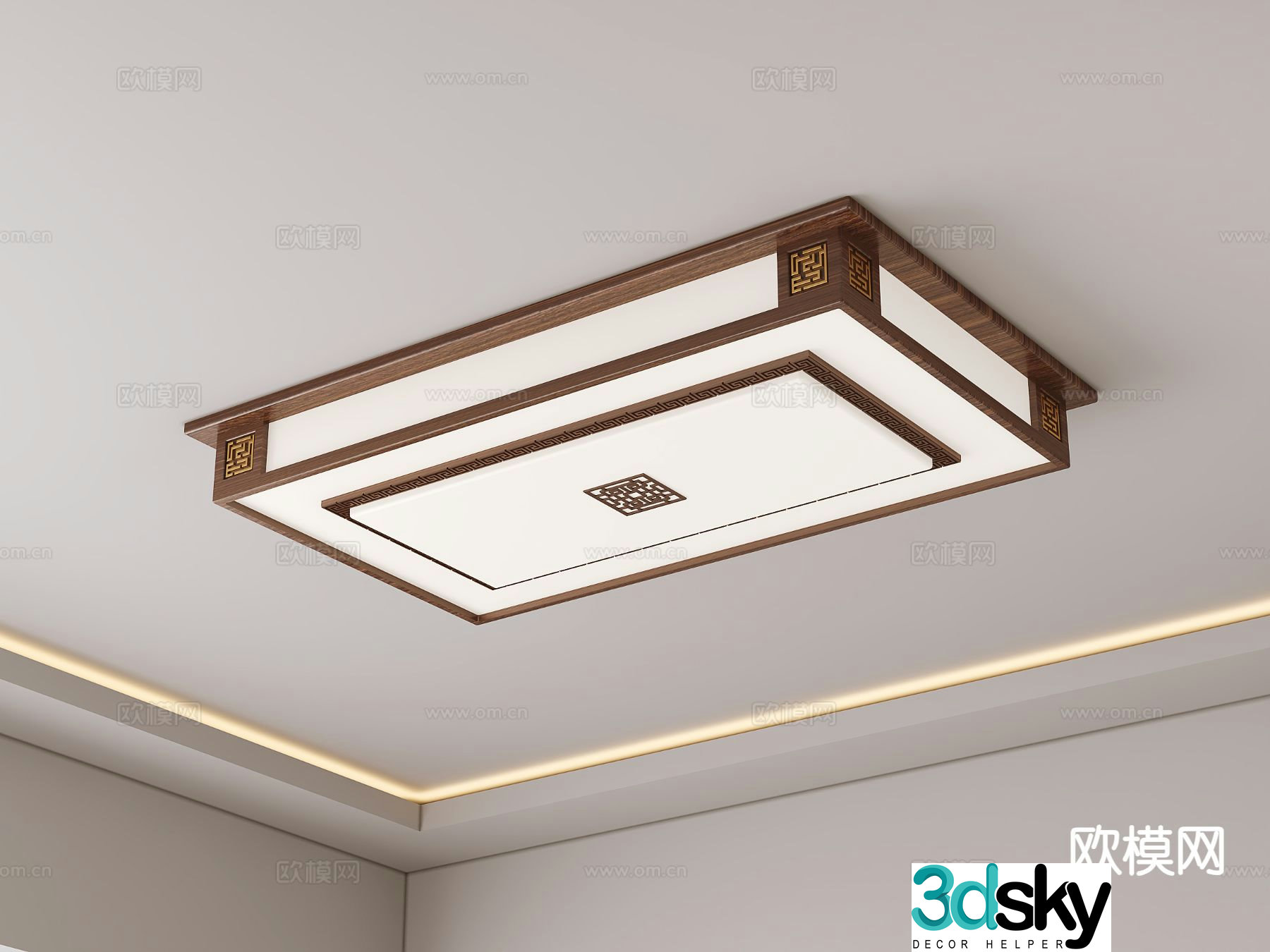New Chinese style ceiling lamp square ceiling lamp 3d model