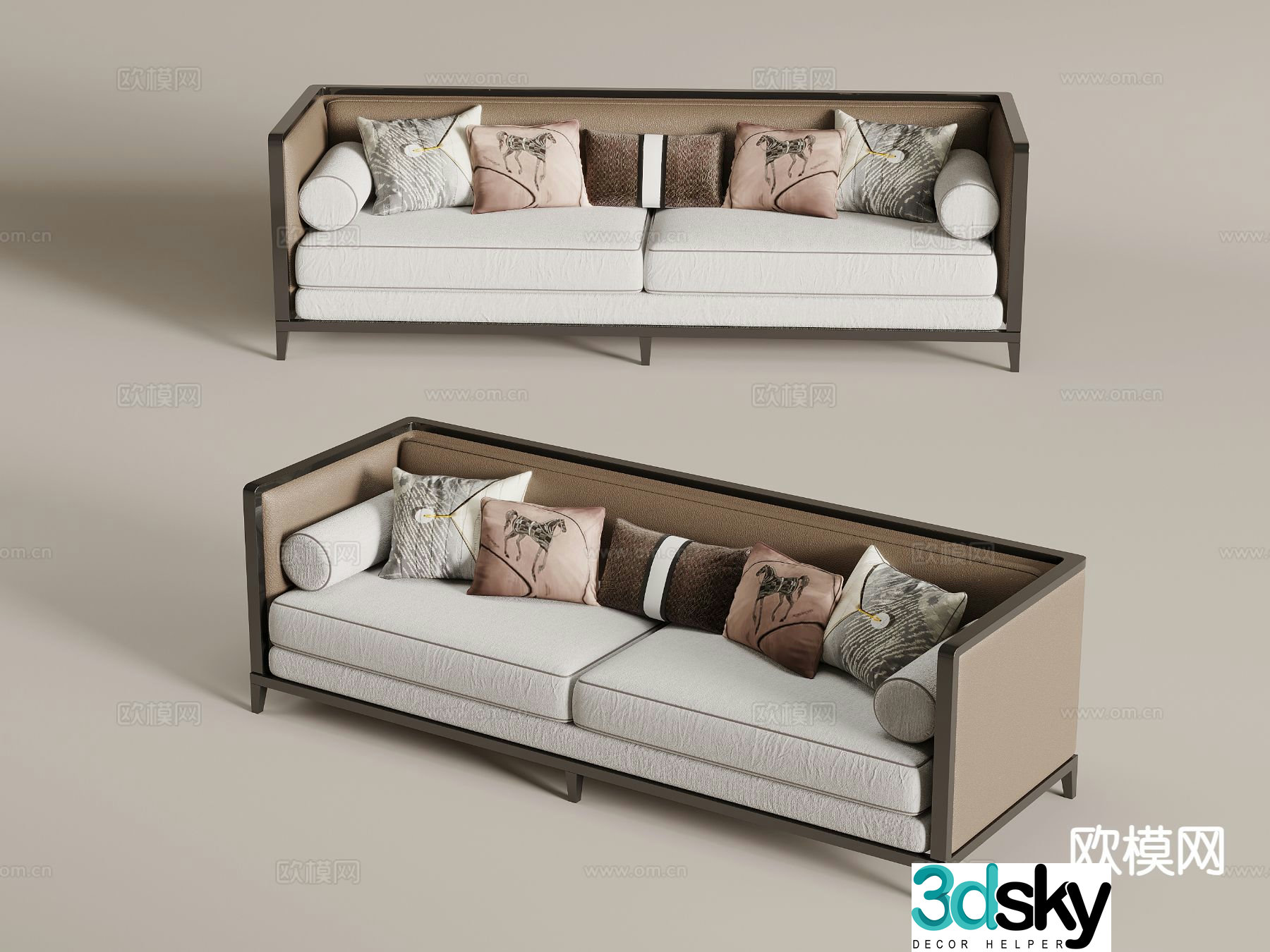 New Chinese style double sofa 3d model