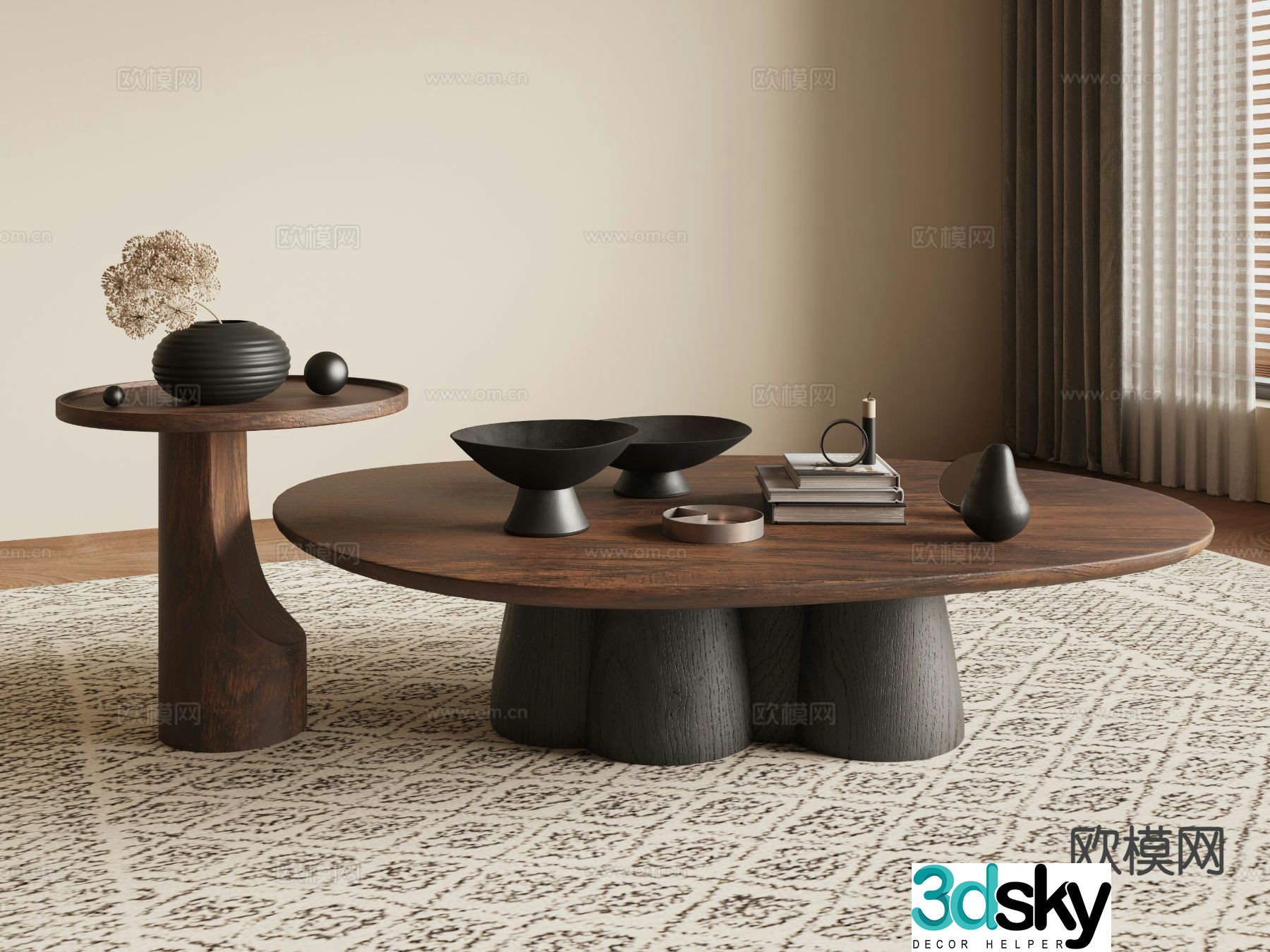 Medieval style mother-in-law coffee table 3D model