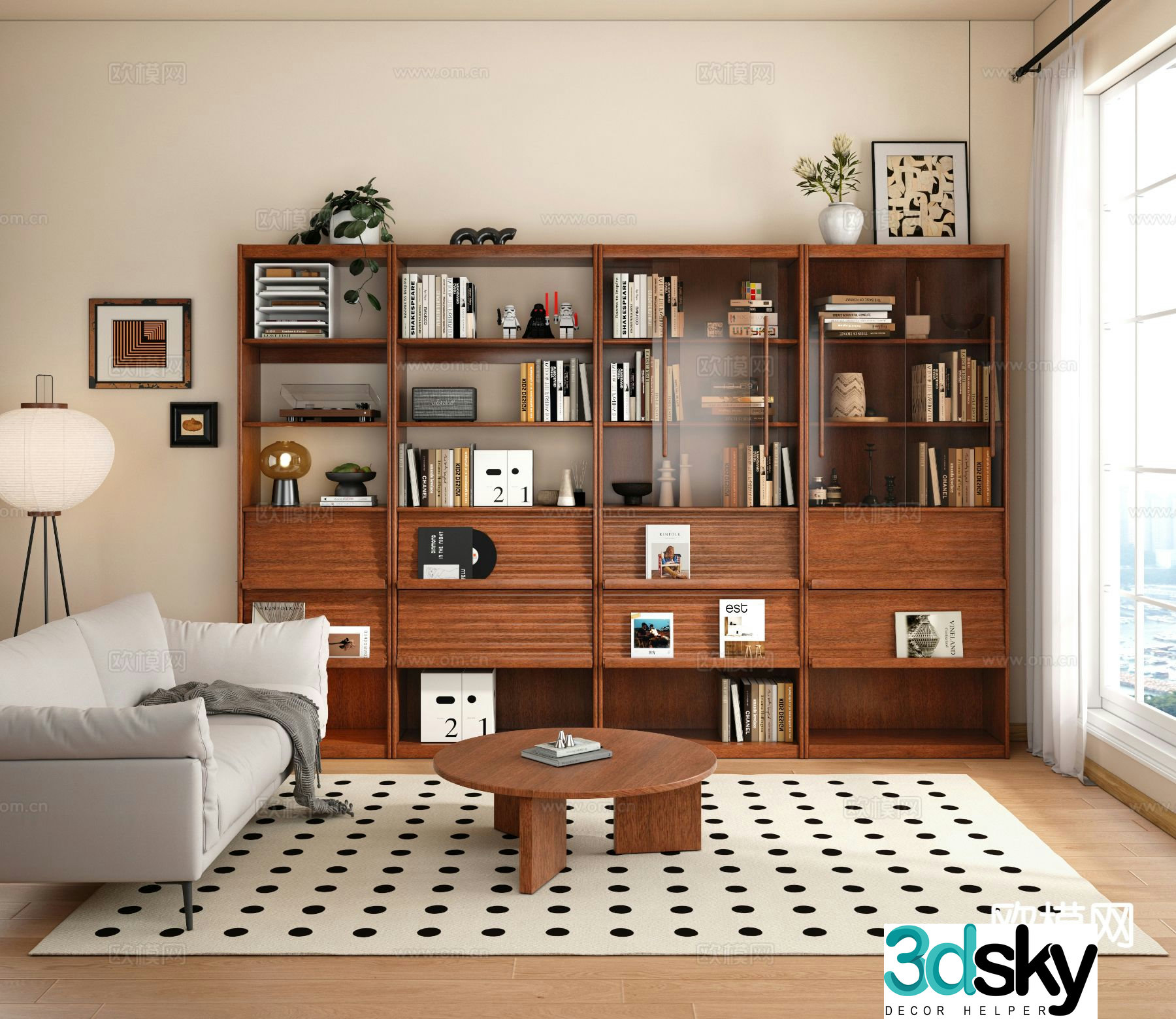 Medieval style bookcase display cabinet 3d model