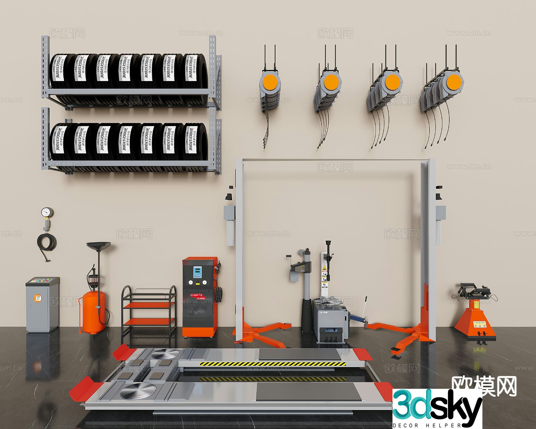 Modern auto repair equipment machinery 3d model
