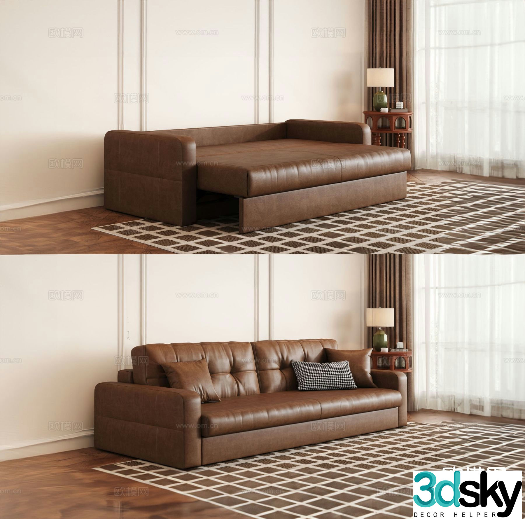 Medieval style folding sofa bed 3D model