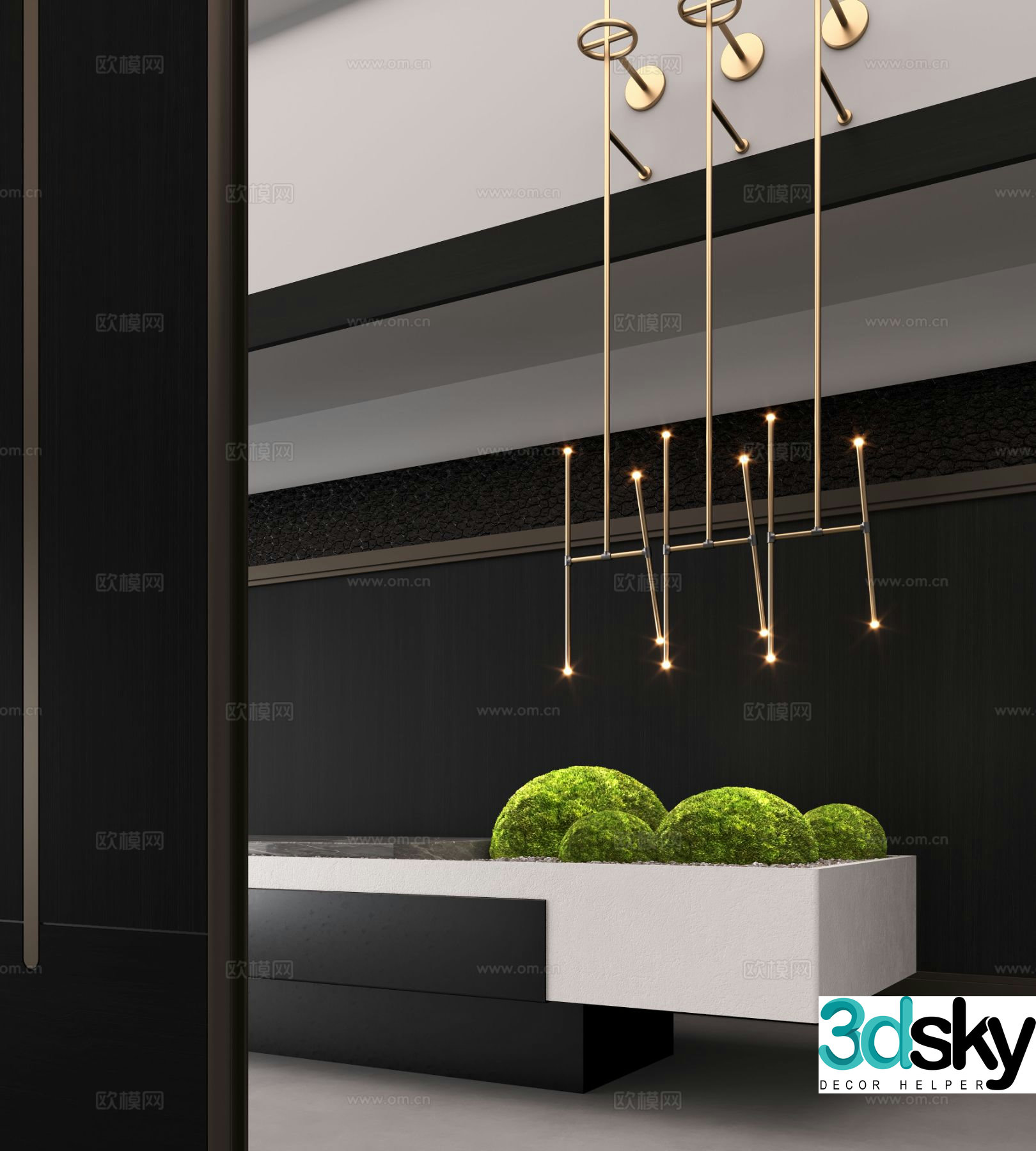 Modern hotel front desk bryophytes 3d model