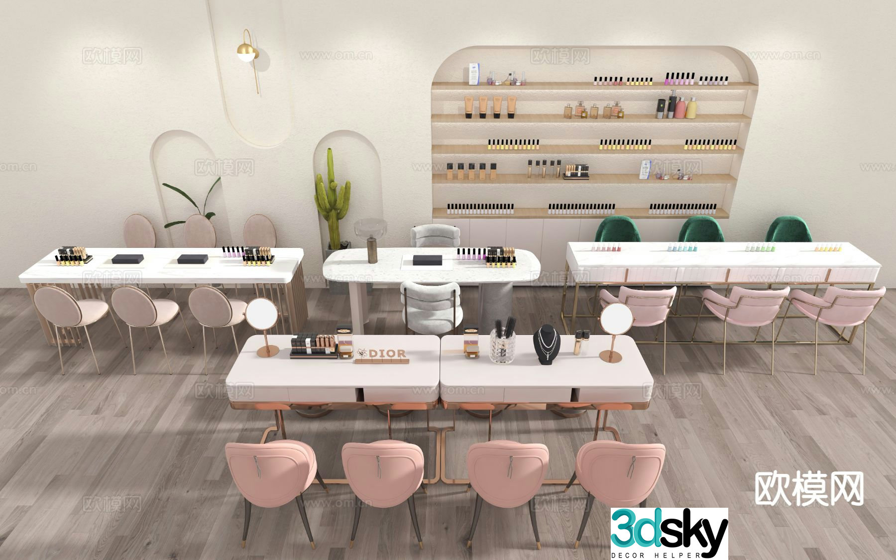 Modern manicure tables and chairs manicure supplies 3D model