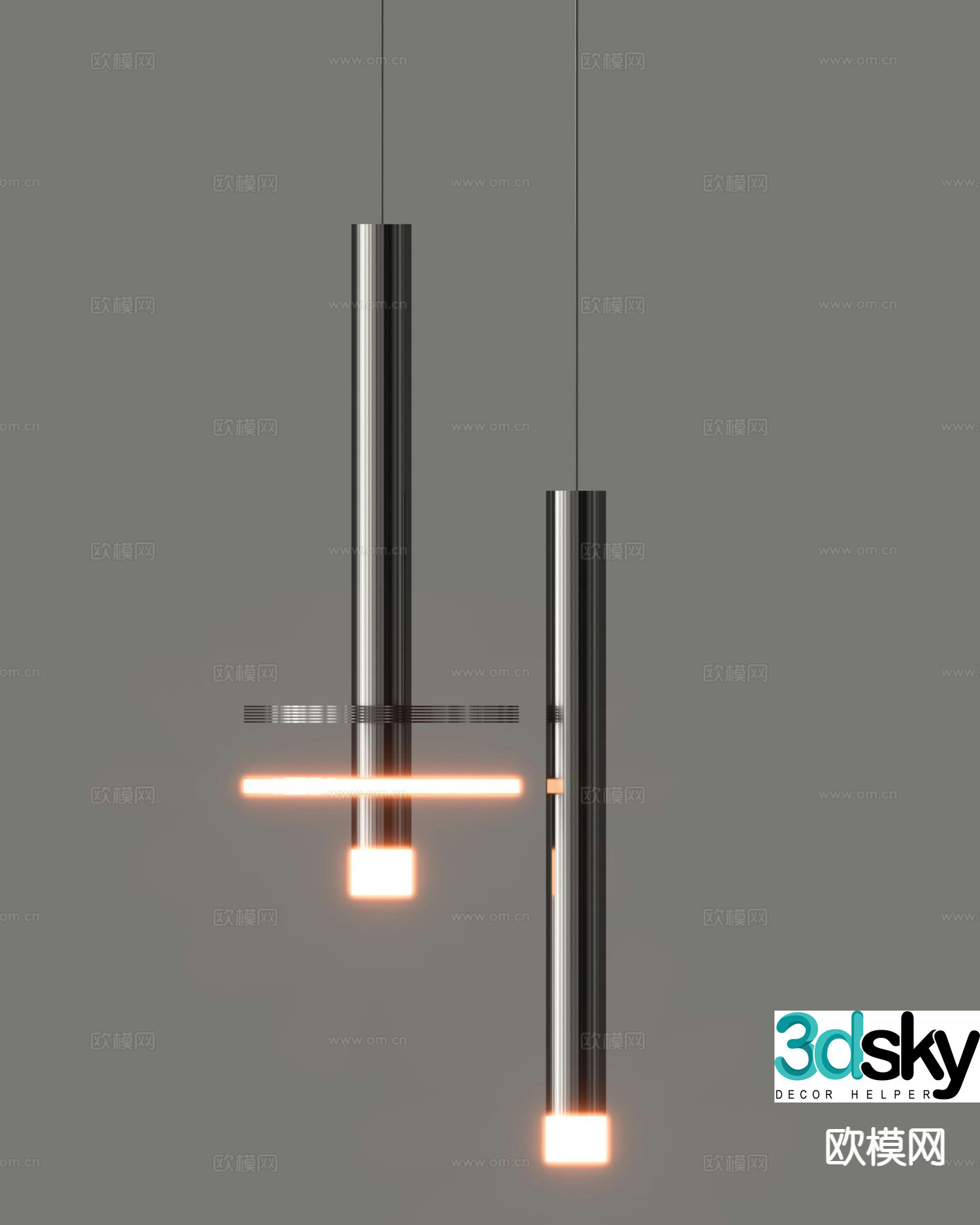Minimalist chandelier strip chandelier 3d model