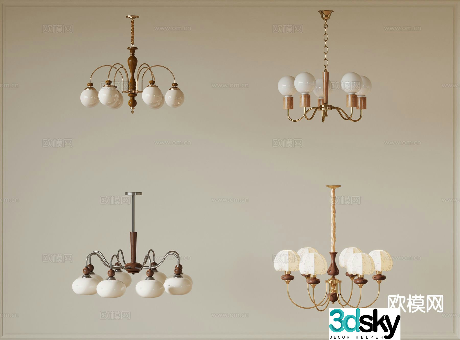 Medieval style chandelier multi-head chandelier 3D model