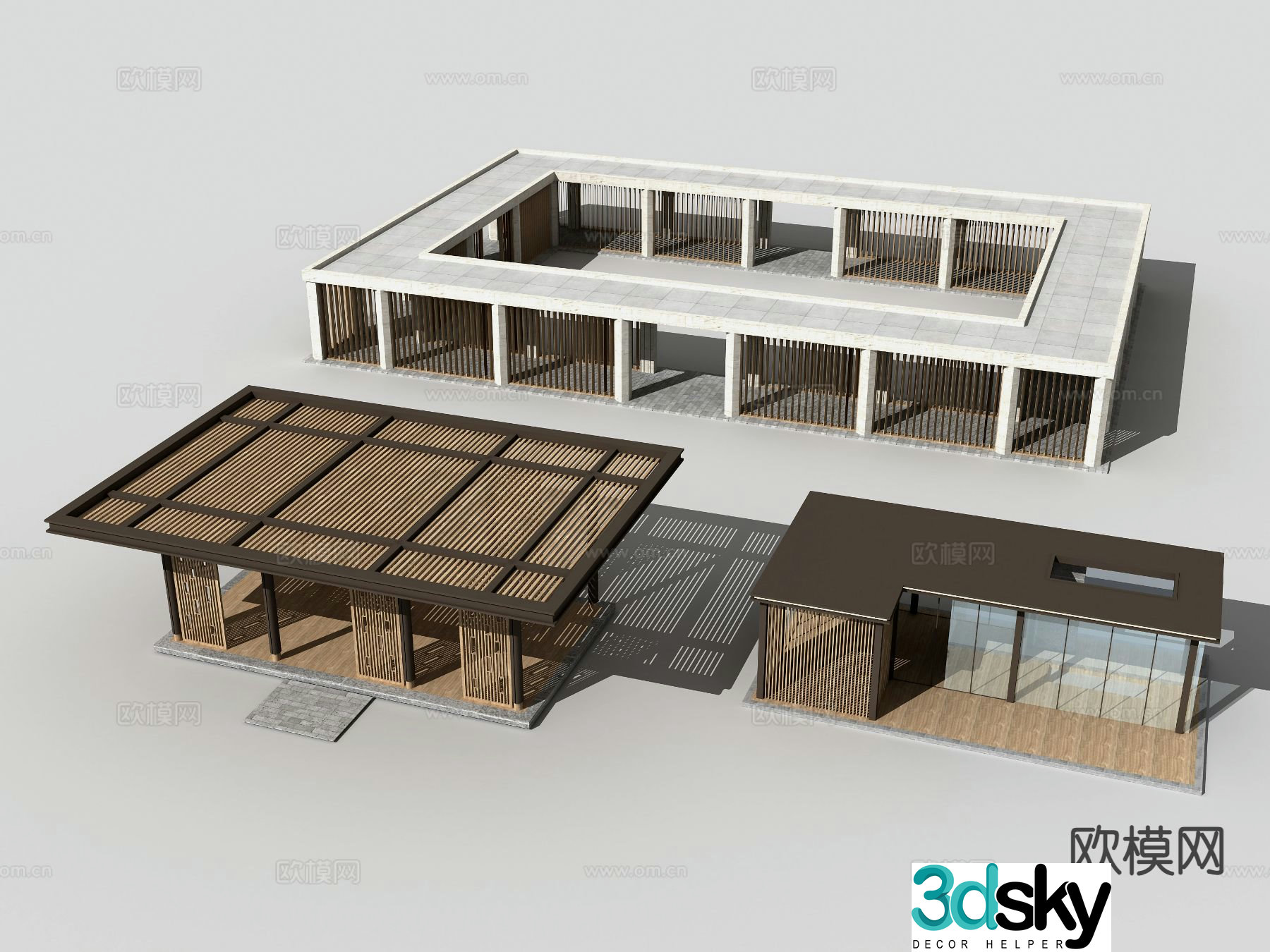 Chinese style gallery corridor rest pavilion pavilion corridor 3d model