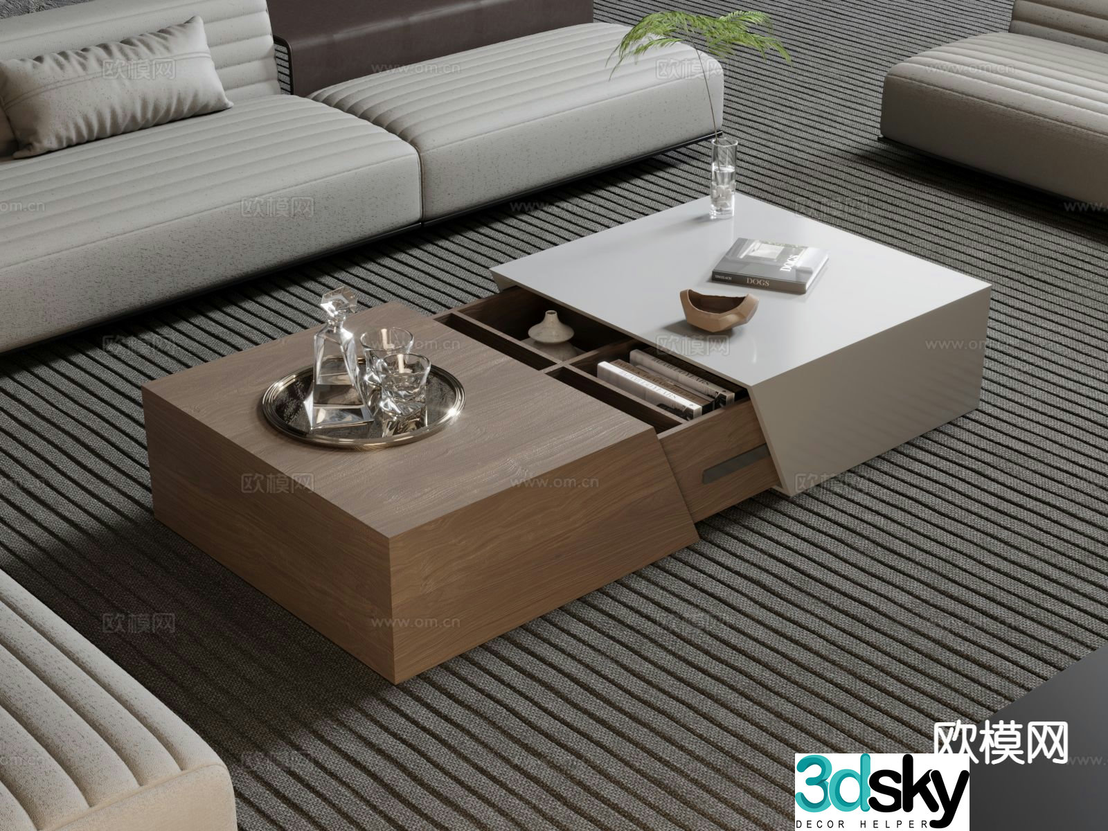 Modern double coffee table 3d model