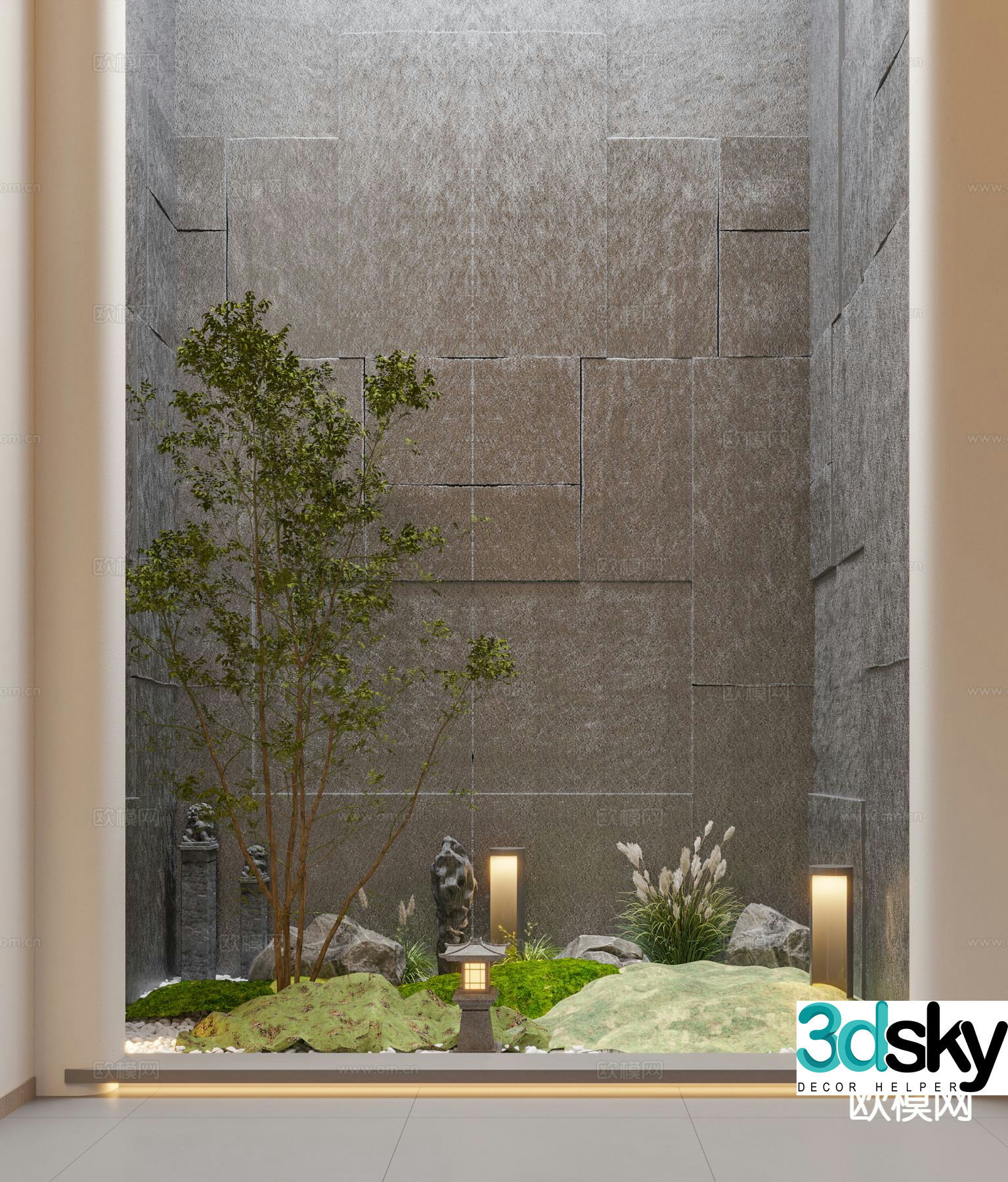 Modern patio landscape basement landscape entrance landscape 3D model