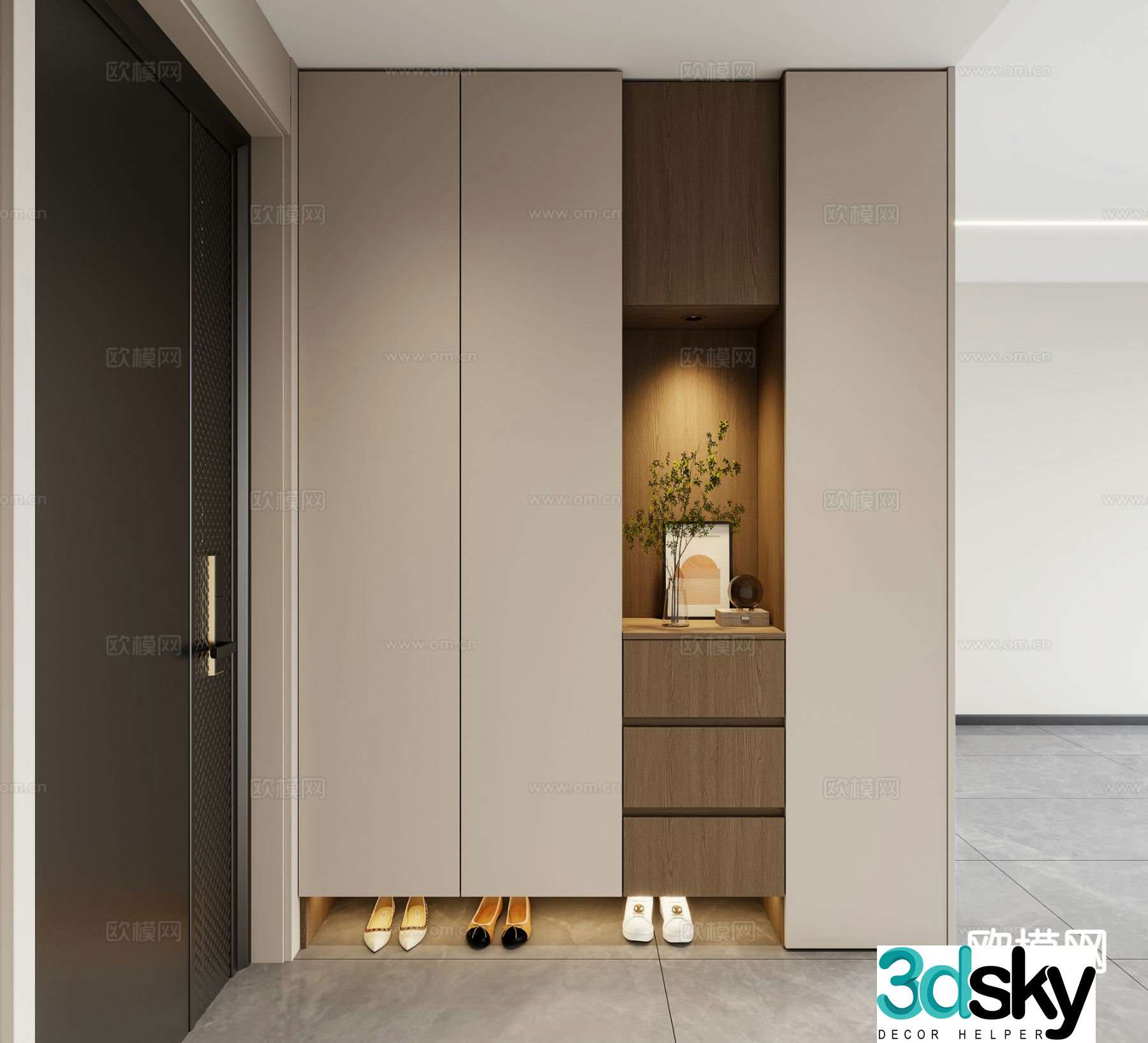 Modern entrance shoe cabinet 3d model