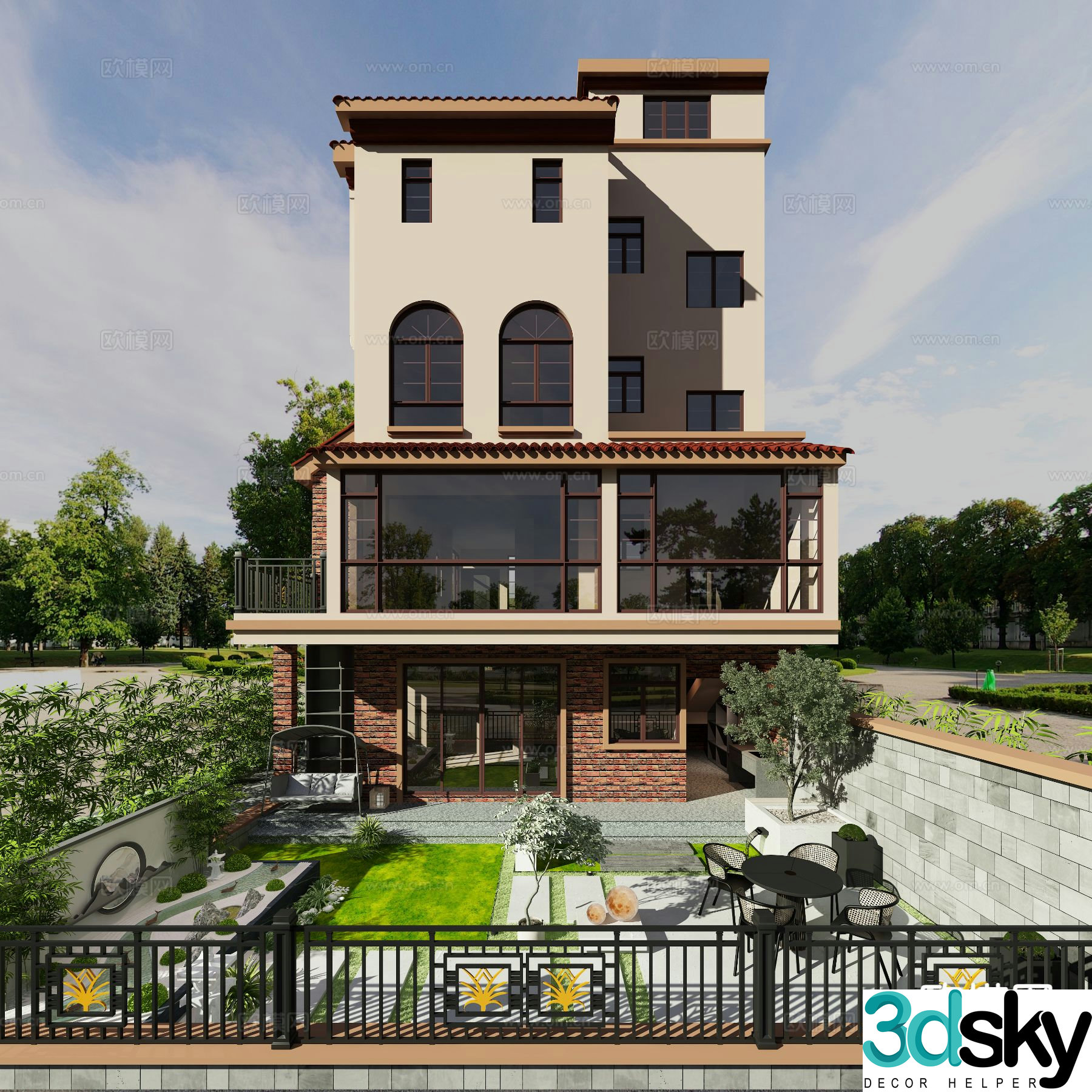 American villa appearance single-family villa 3D model