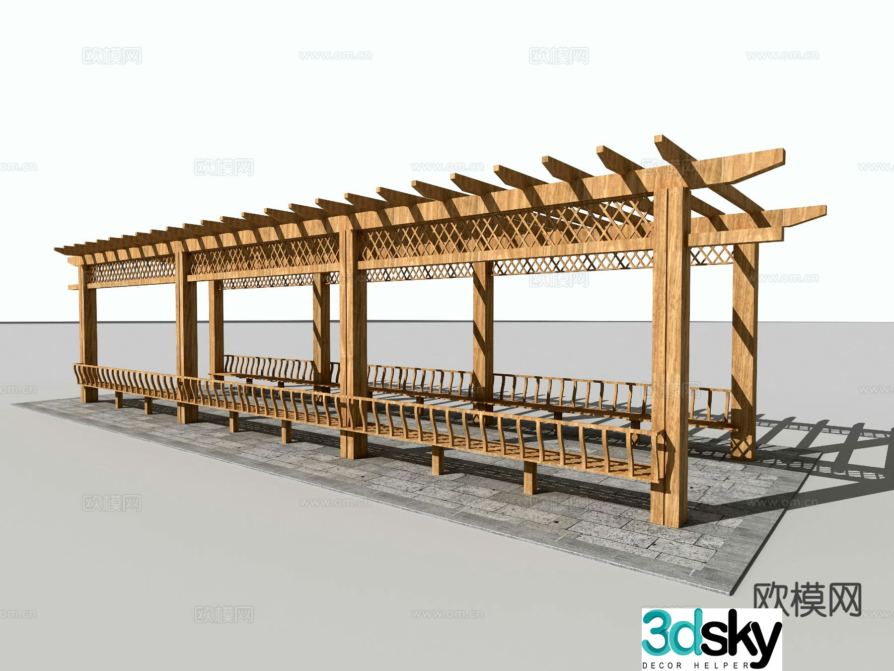 Chinese style gallery corridor rest pavilion pavilion corridor 3d model