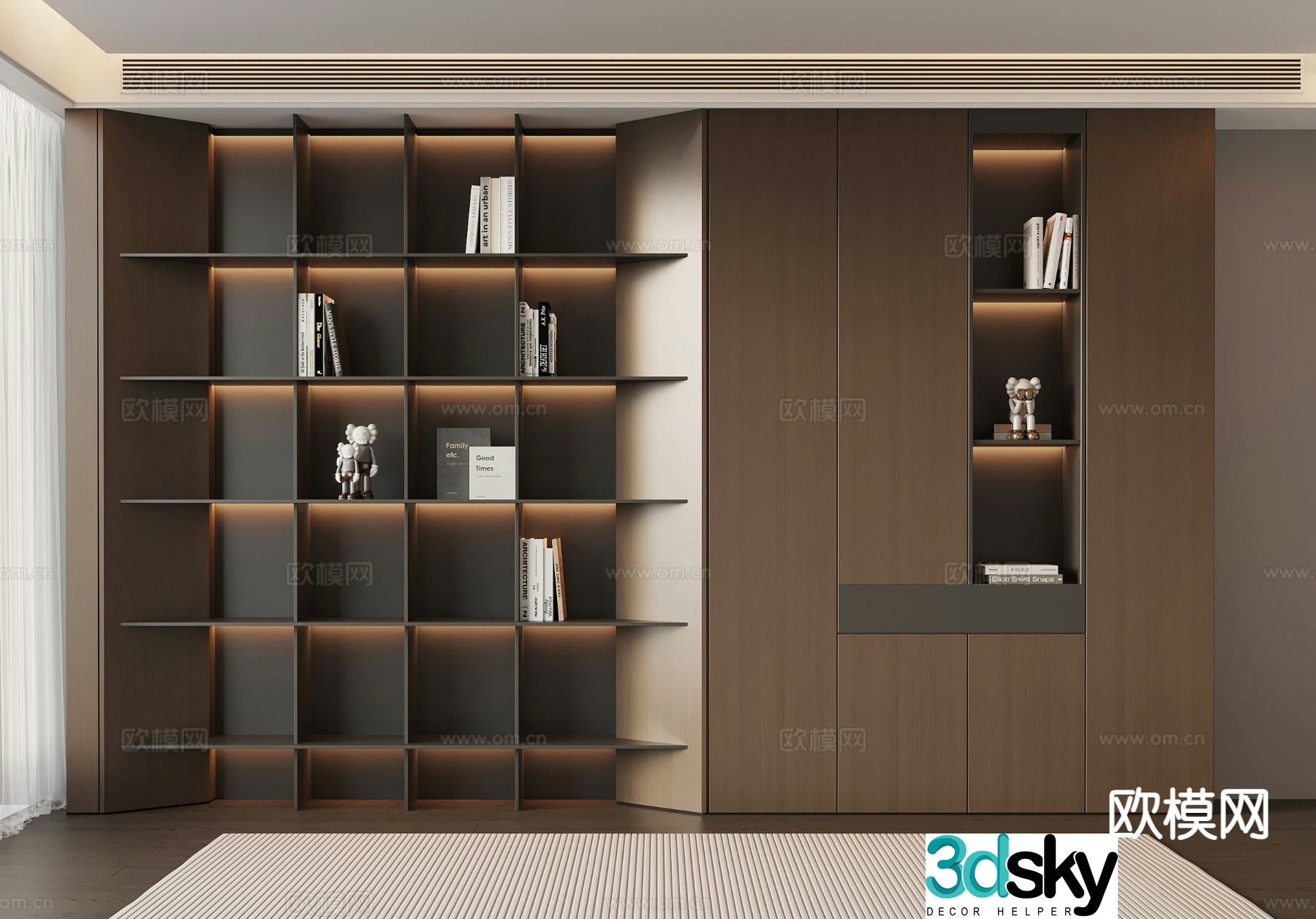 Italian bookcase display cabinet 3d model