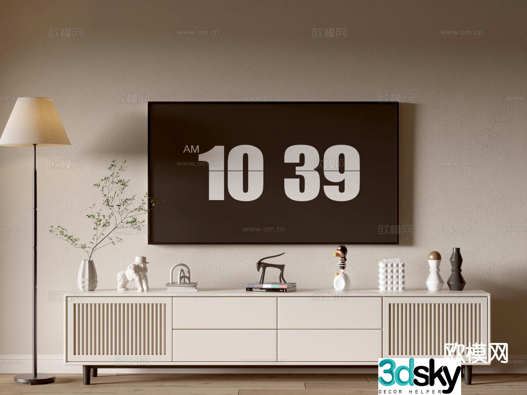 Cream style TV cabinet 3d model