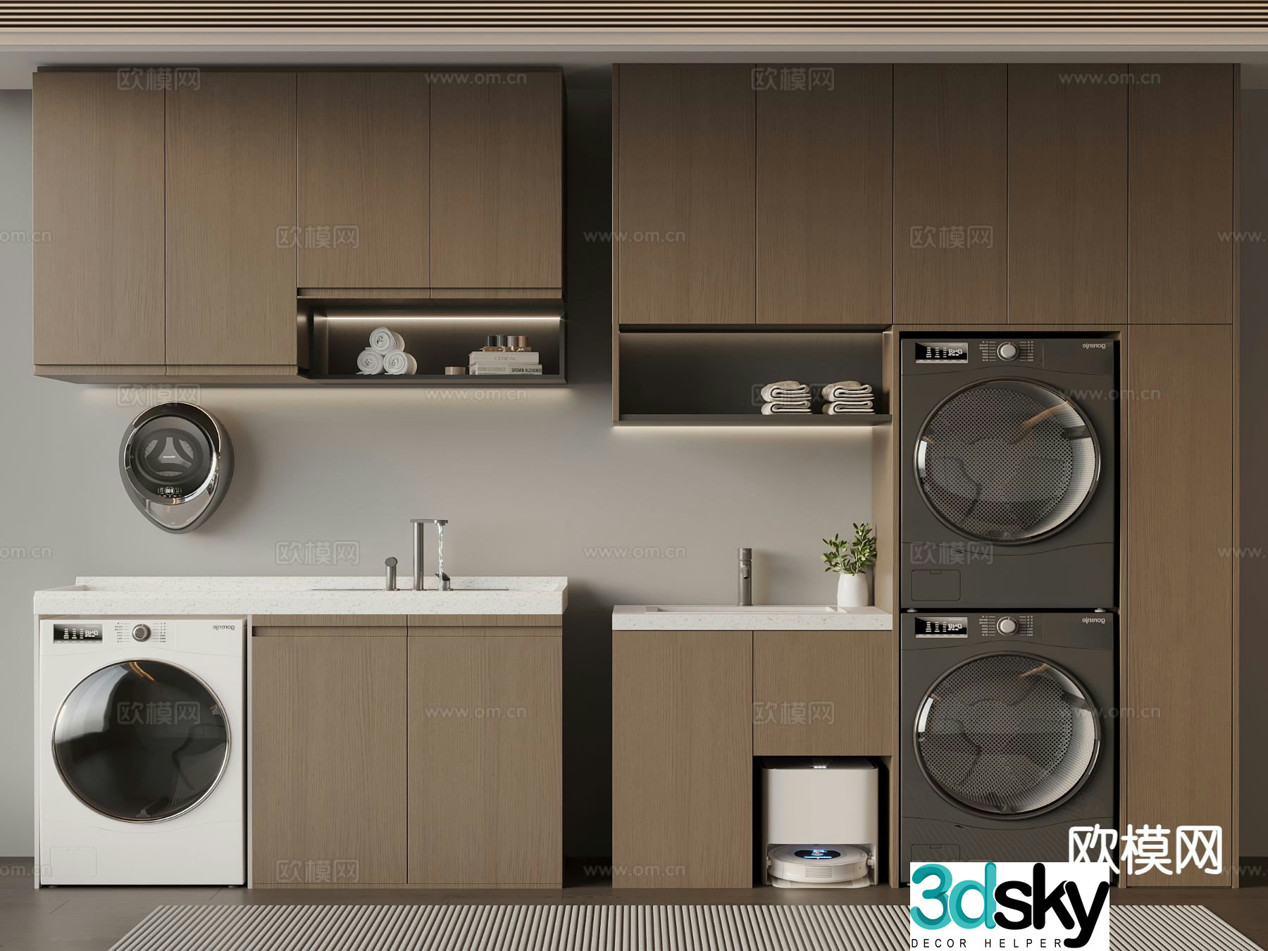 Italian balcony cabinet washing machine cabinet 3d model