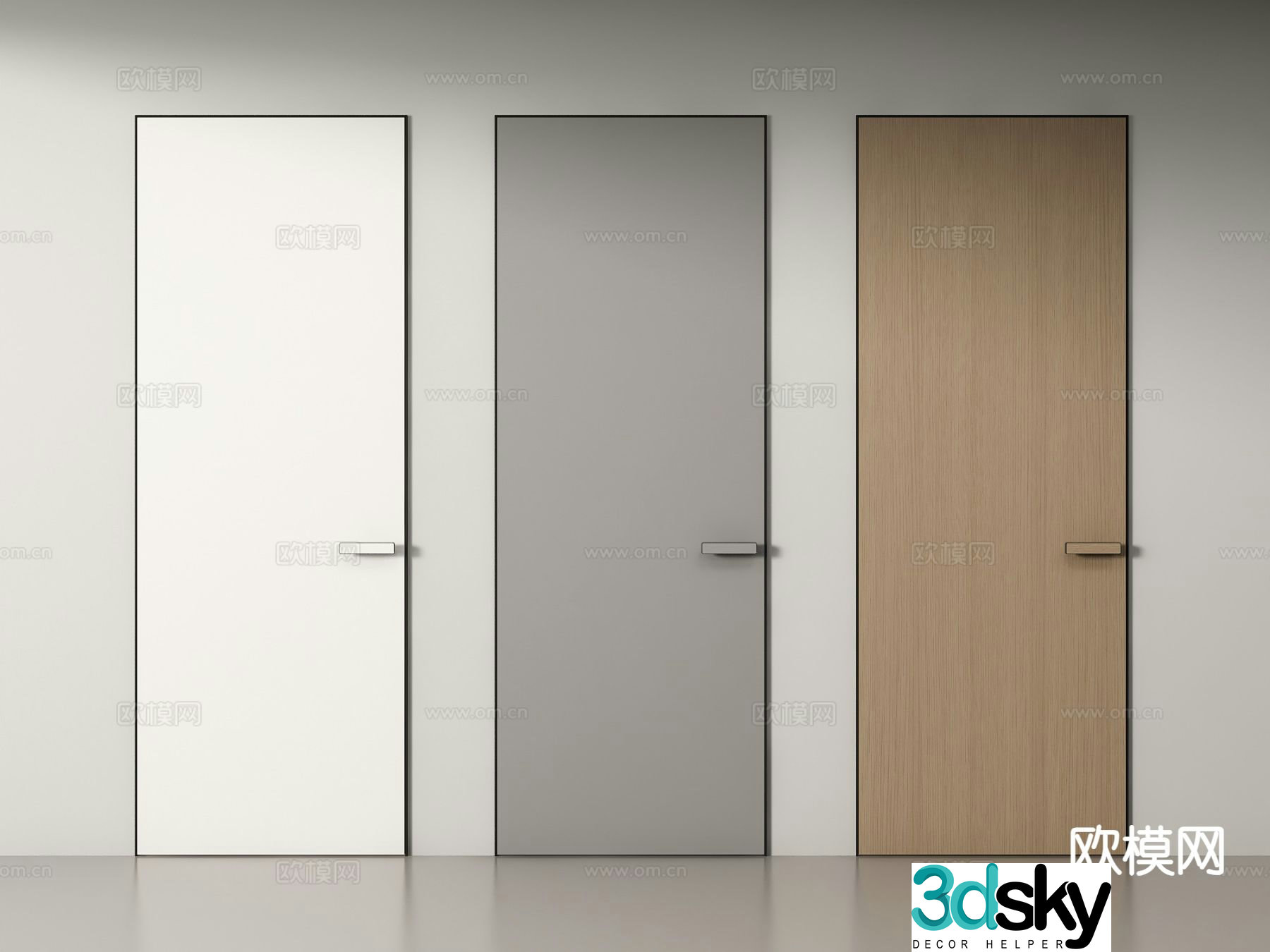 Modern frameless door Invisible door Single-open door 3D model