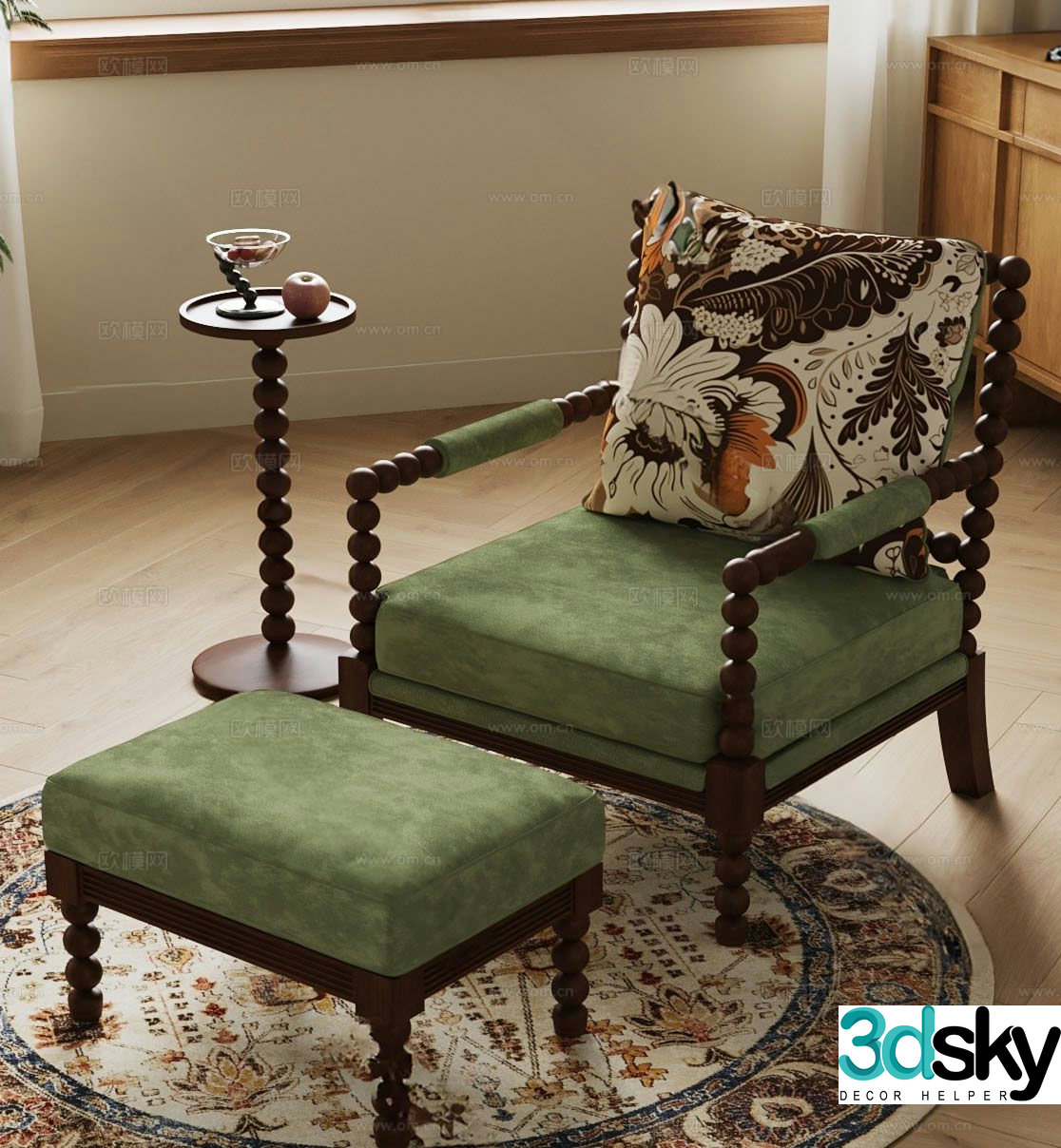 Medieval style chair leisure chair armchair 3d model