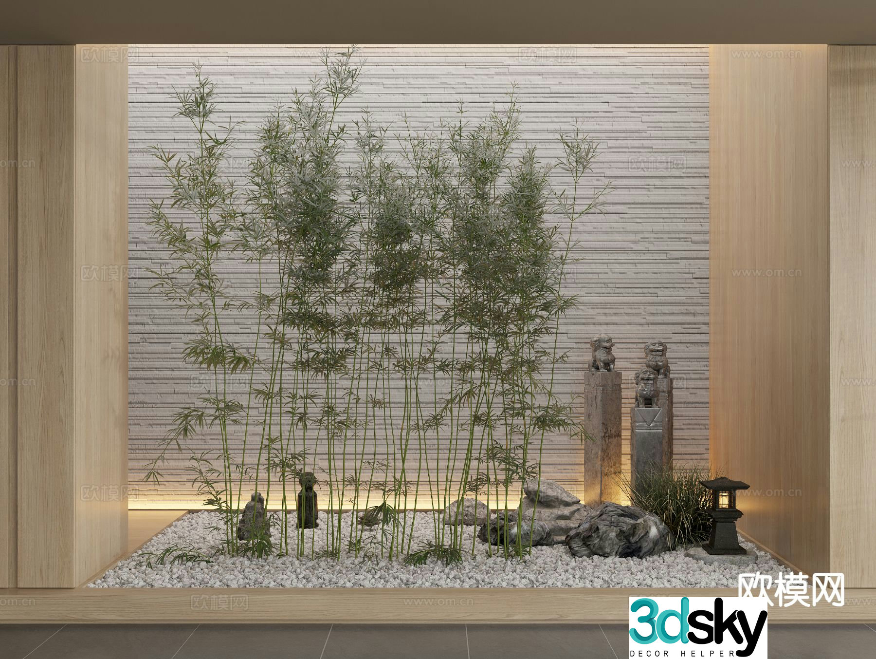 Bamboo green plants indoor landscape landscape sketch 3d model