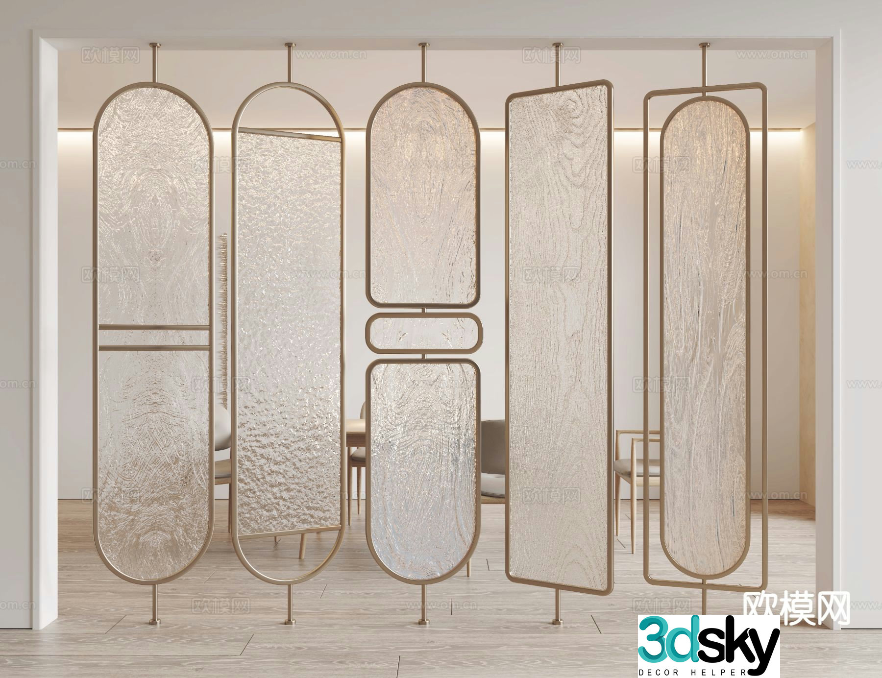 Modern glass partition 3d model