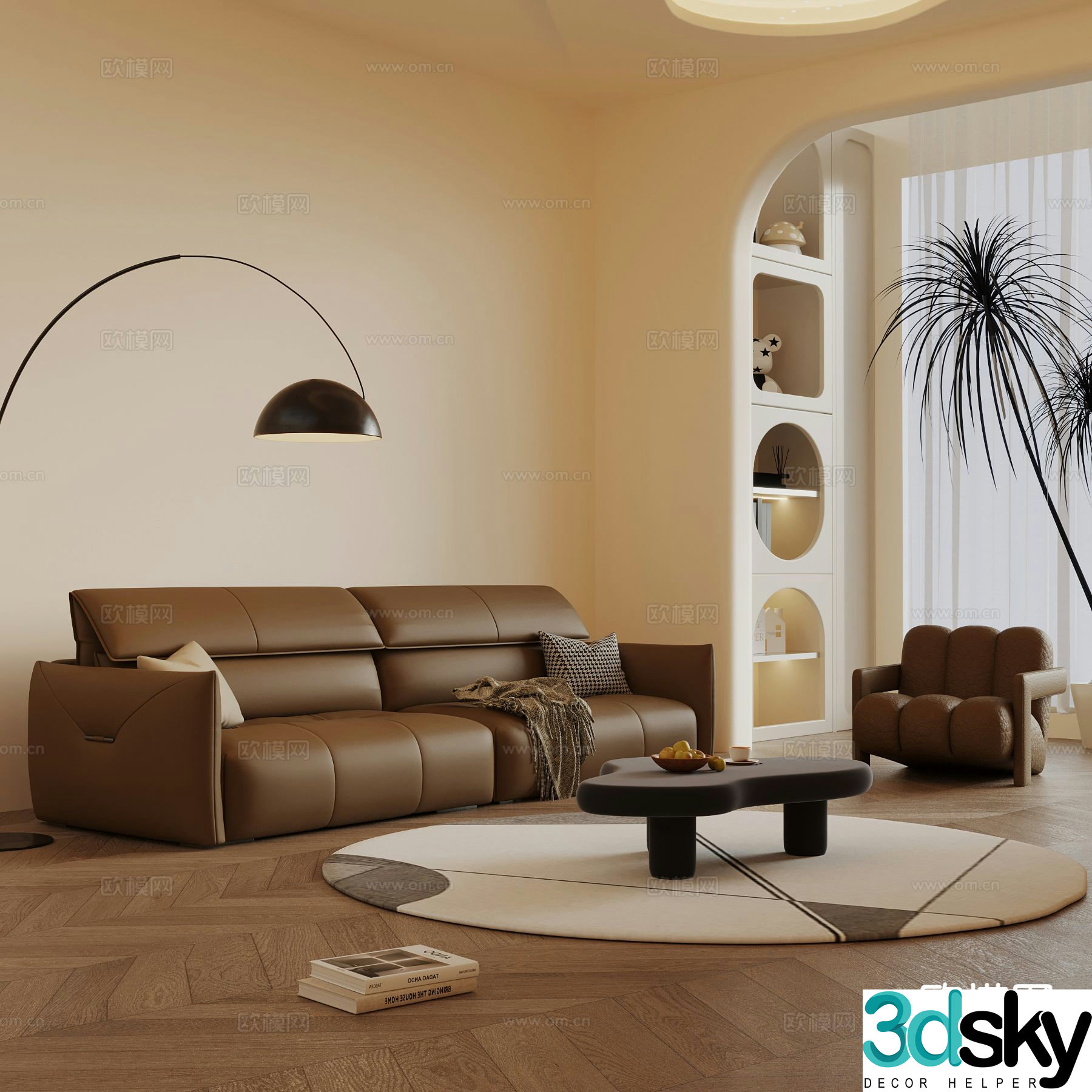 Modern leather sofa modular sofa 3d model