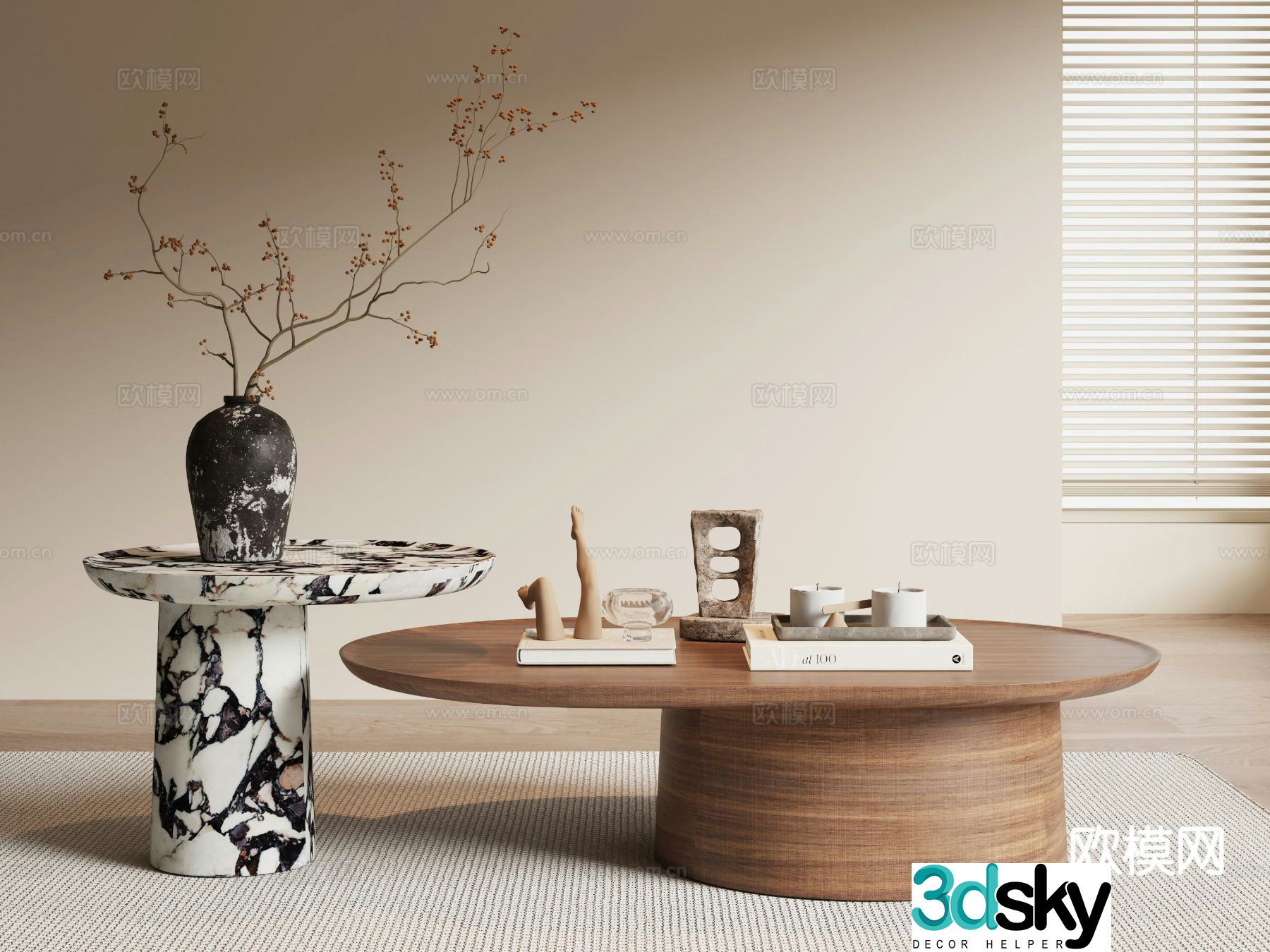 Medieval style coffee table mother-in-law coffee table 3d model