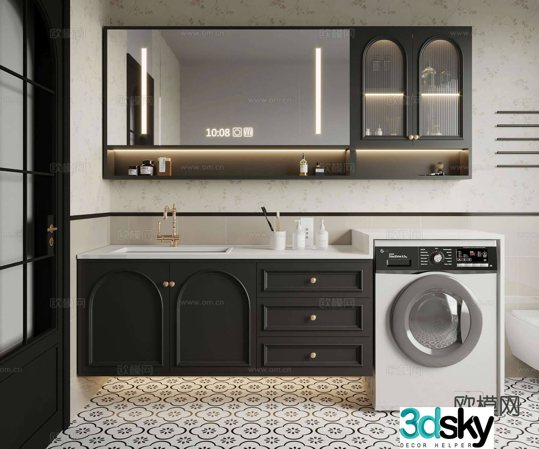 French bathroom cabinet washing machine cabinet 3d model