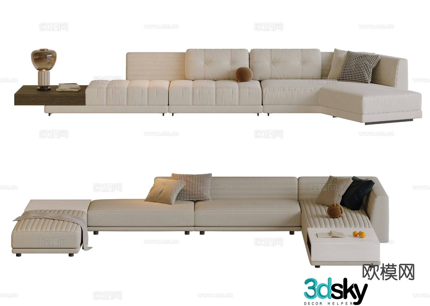 Modern multi-seater sofa corner sofa 3d model