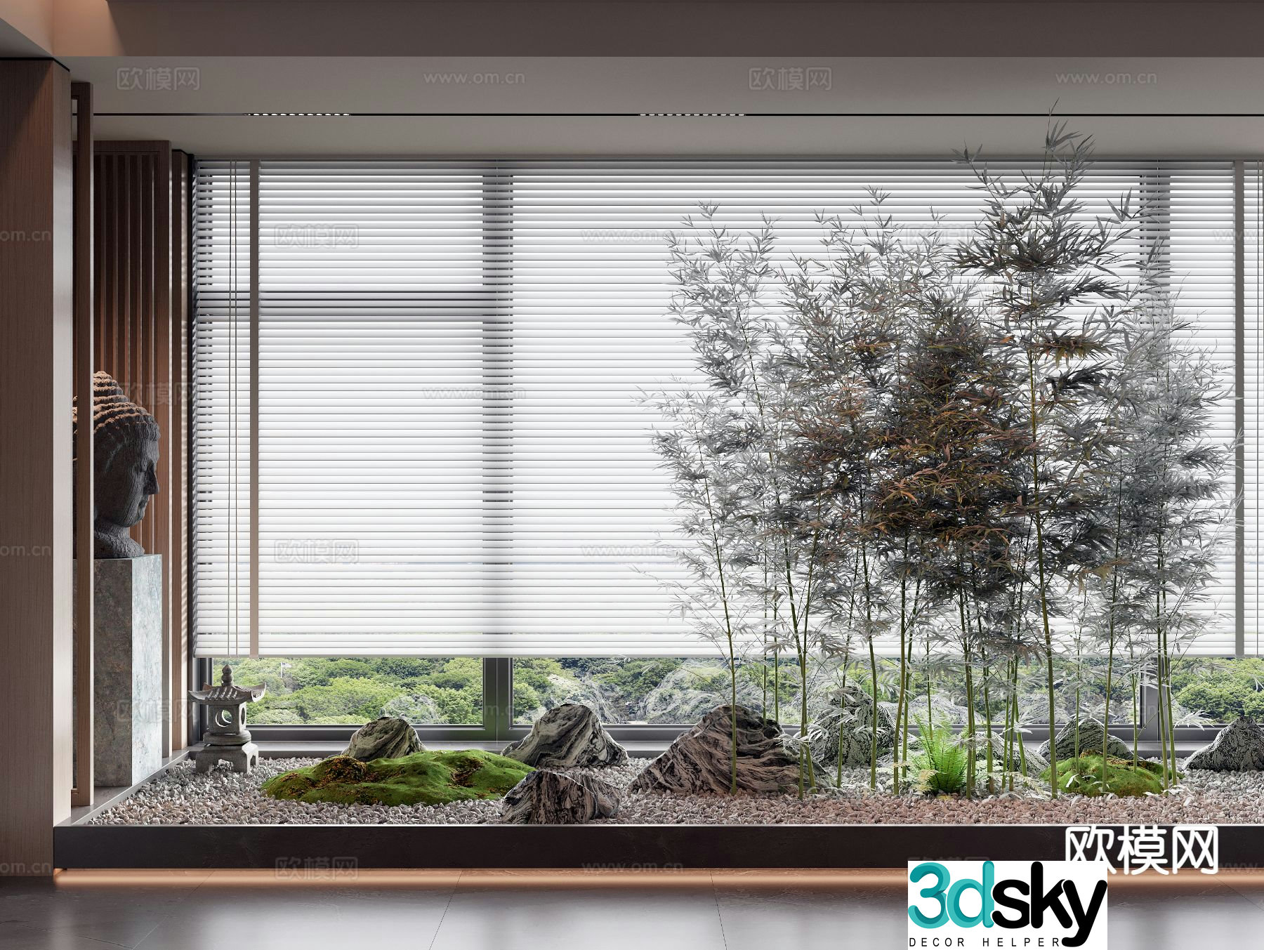 Bamboo green plants indoor landscape landscape sketch 3d model