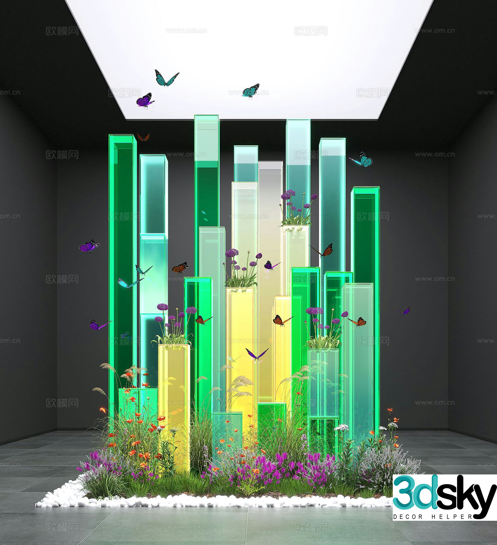 Modern interior sketches landscaping acrylic sketches 3D model