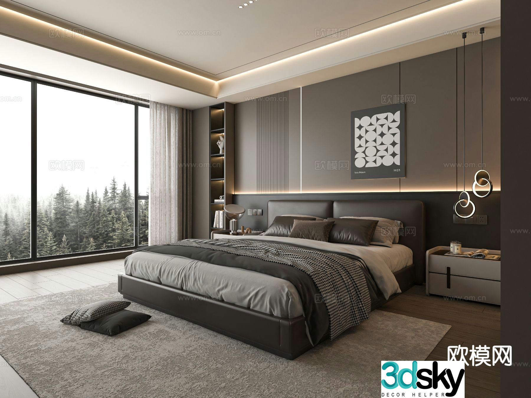 Modern bedroom master bedroom 3d model