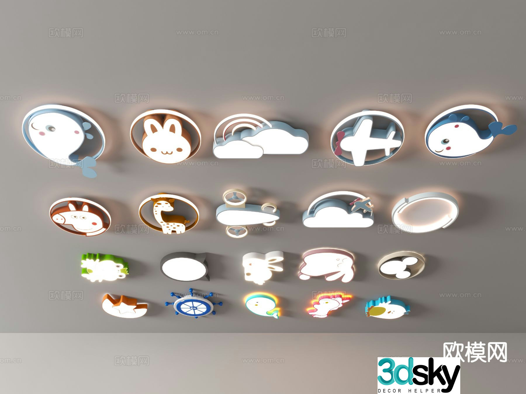 Modern cartoon lights children’s lamp ceiling light 3d model