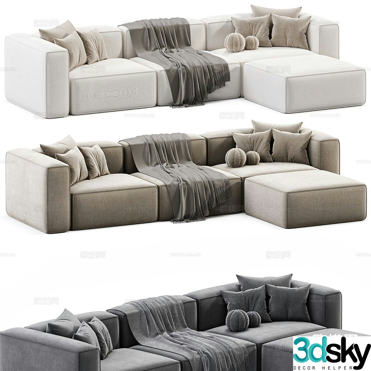 Modern multi-seater sofa 3d model