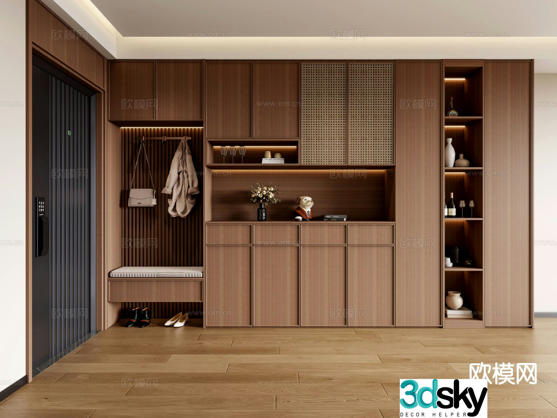 Middle-aged shoe cabinet entrance shoe cabinet 3D model