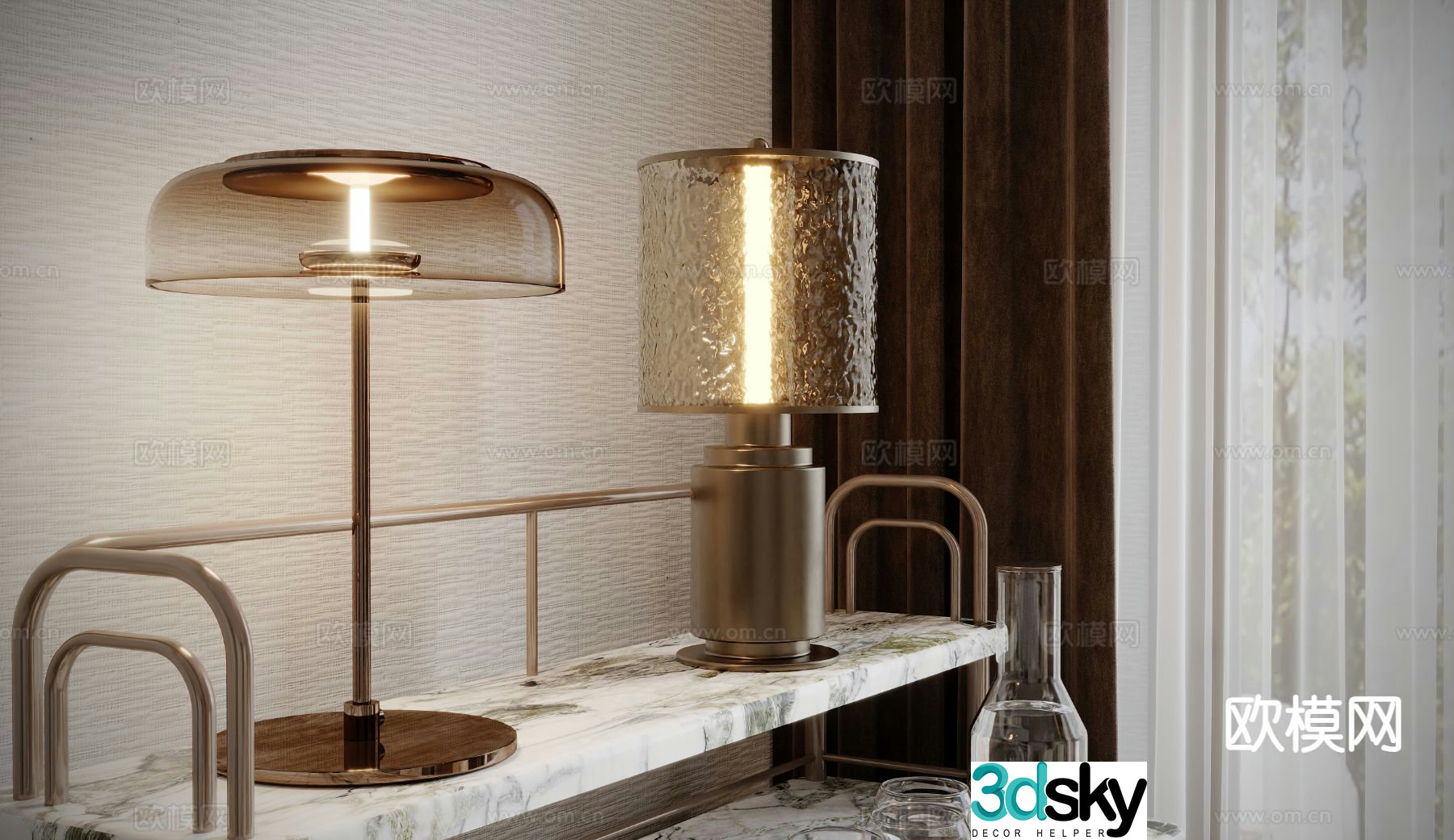 Light luxury desk lamp glass desk lamp 3D model