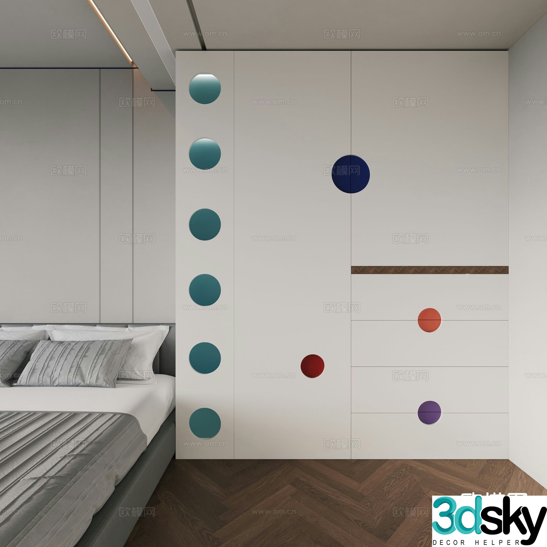 Modern colorful children’s wardrobe 3d model