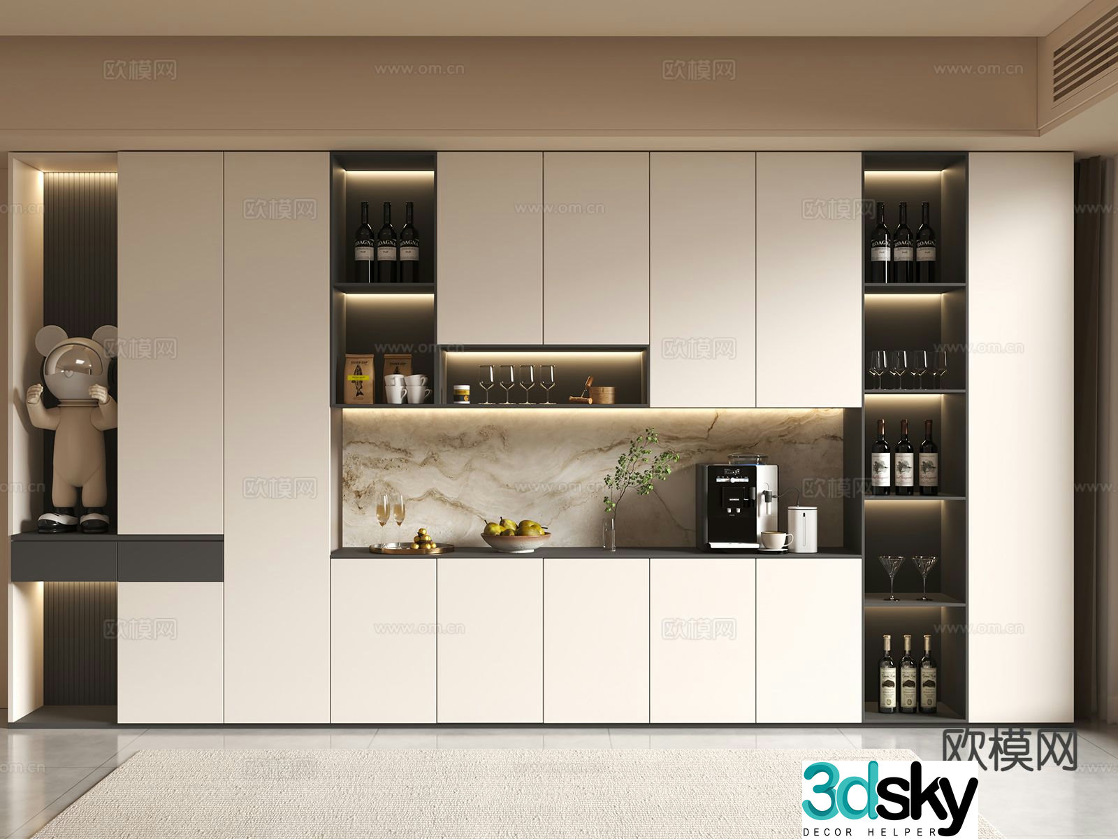 Modern sideboard wine cabinet 3d model