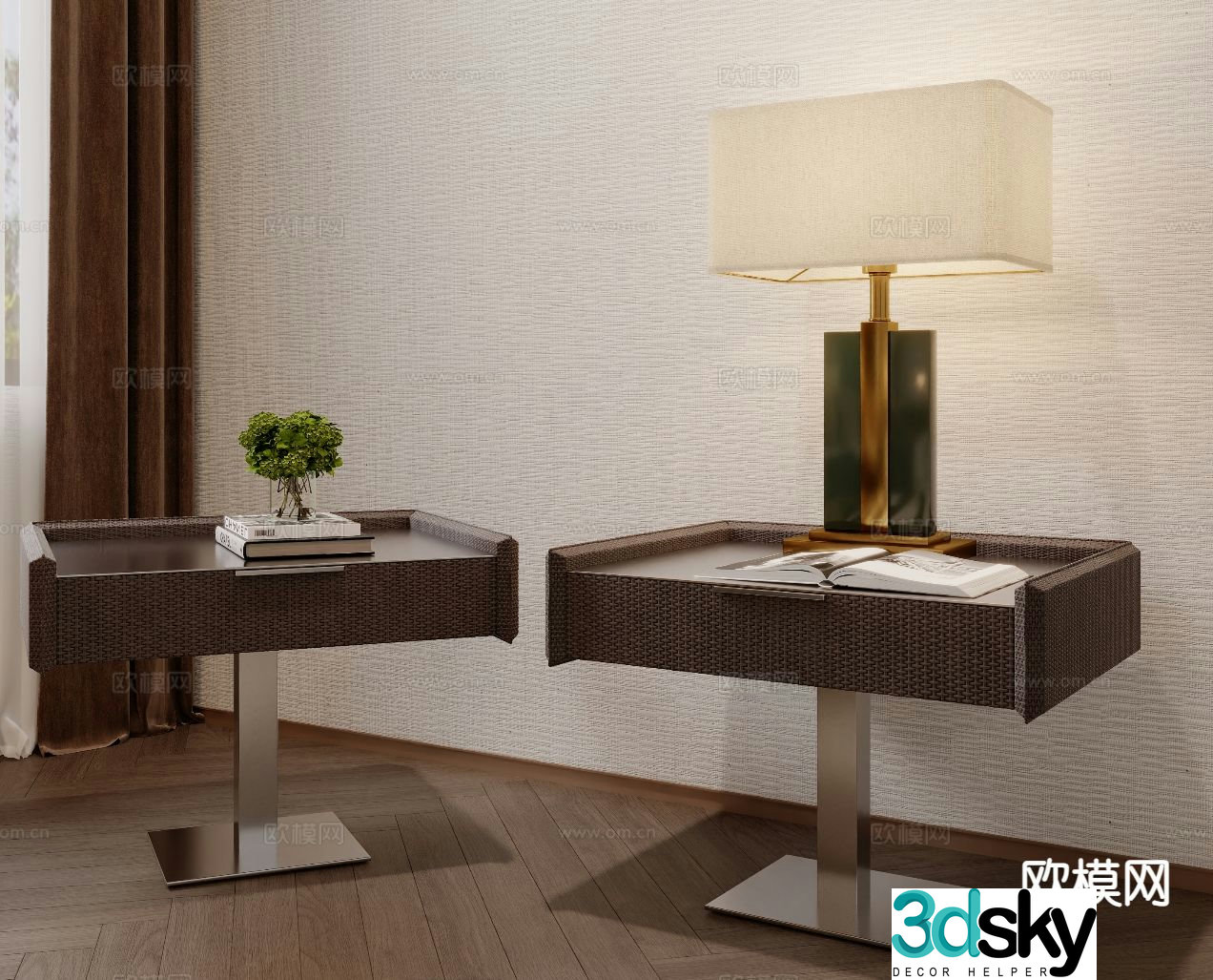 Medieval style bedside table 3d model